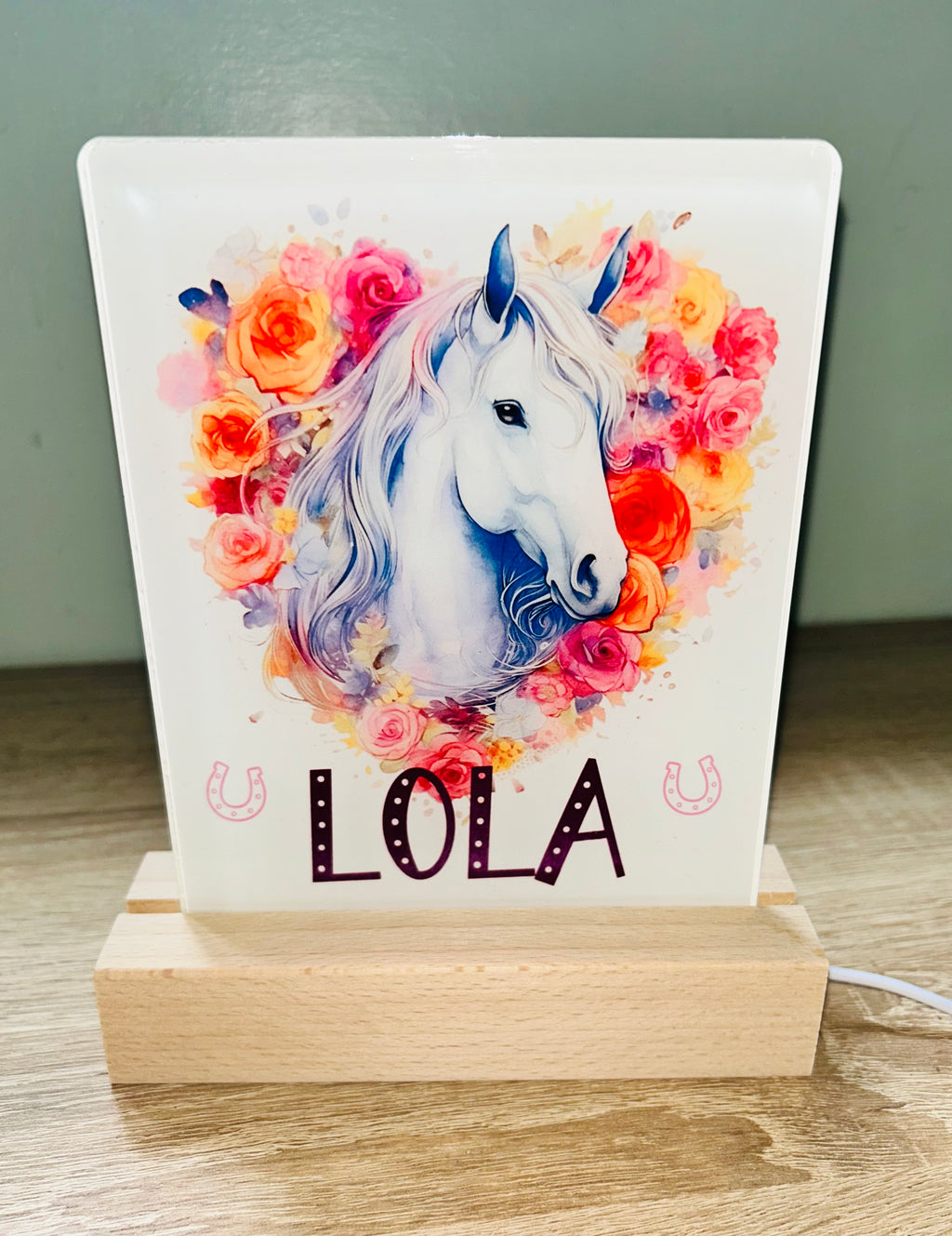 Horse Themed Sub LED Night Light - Comes Fully Personalised. Unique Gift Idea.  Perfect for Bedroom. Christmas/Birthday Gift.