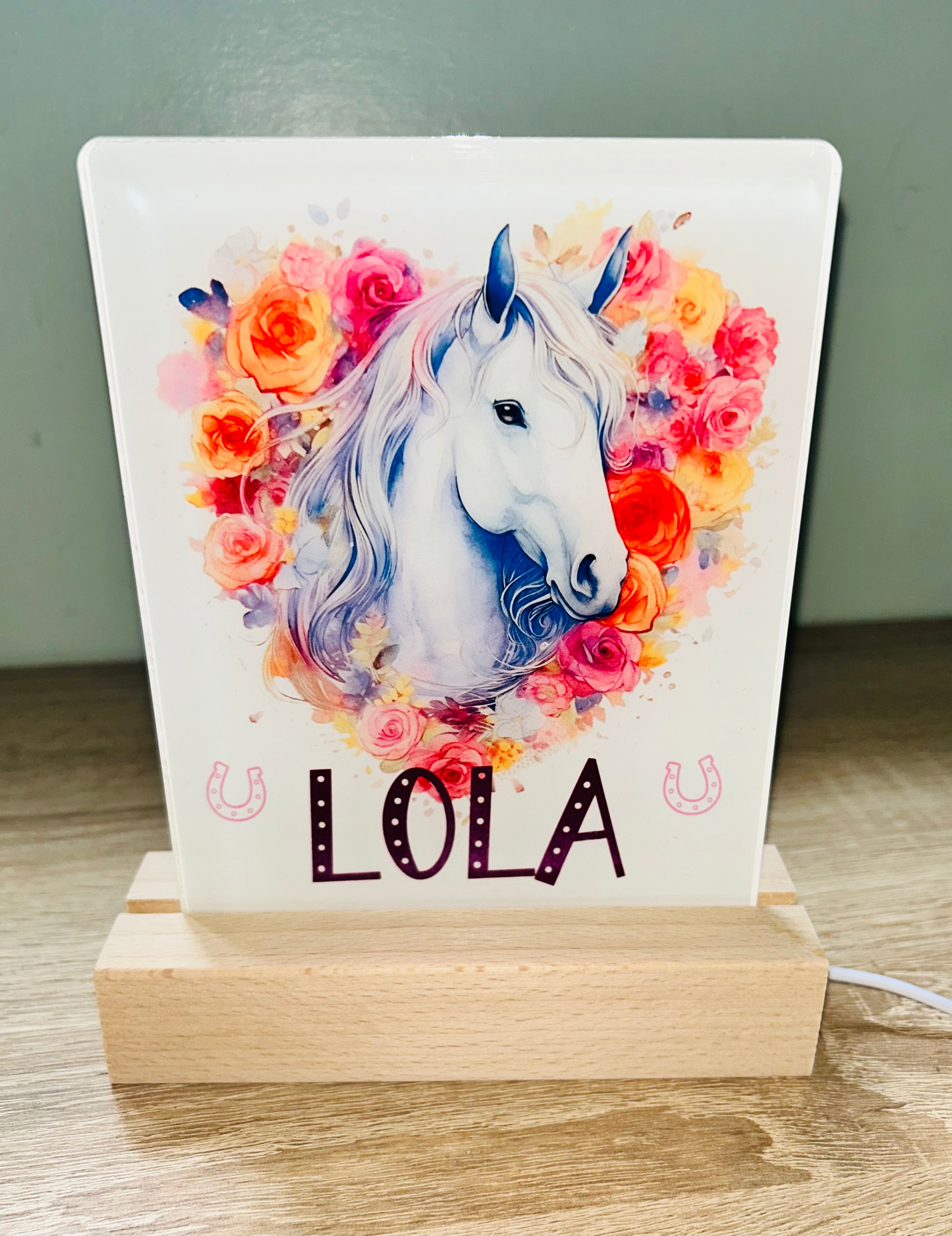 Horse Themed Sub LED Night Light - Comes Fully Personalised. Unique Gift Idea.  Perfect for Bedroom. Christmas/Birthday Gift.
