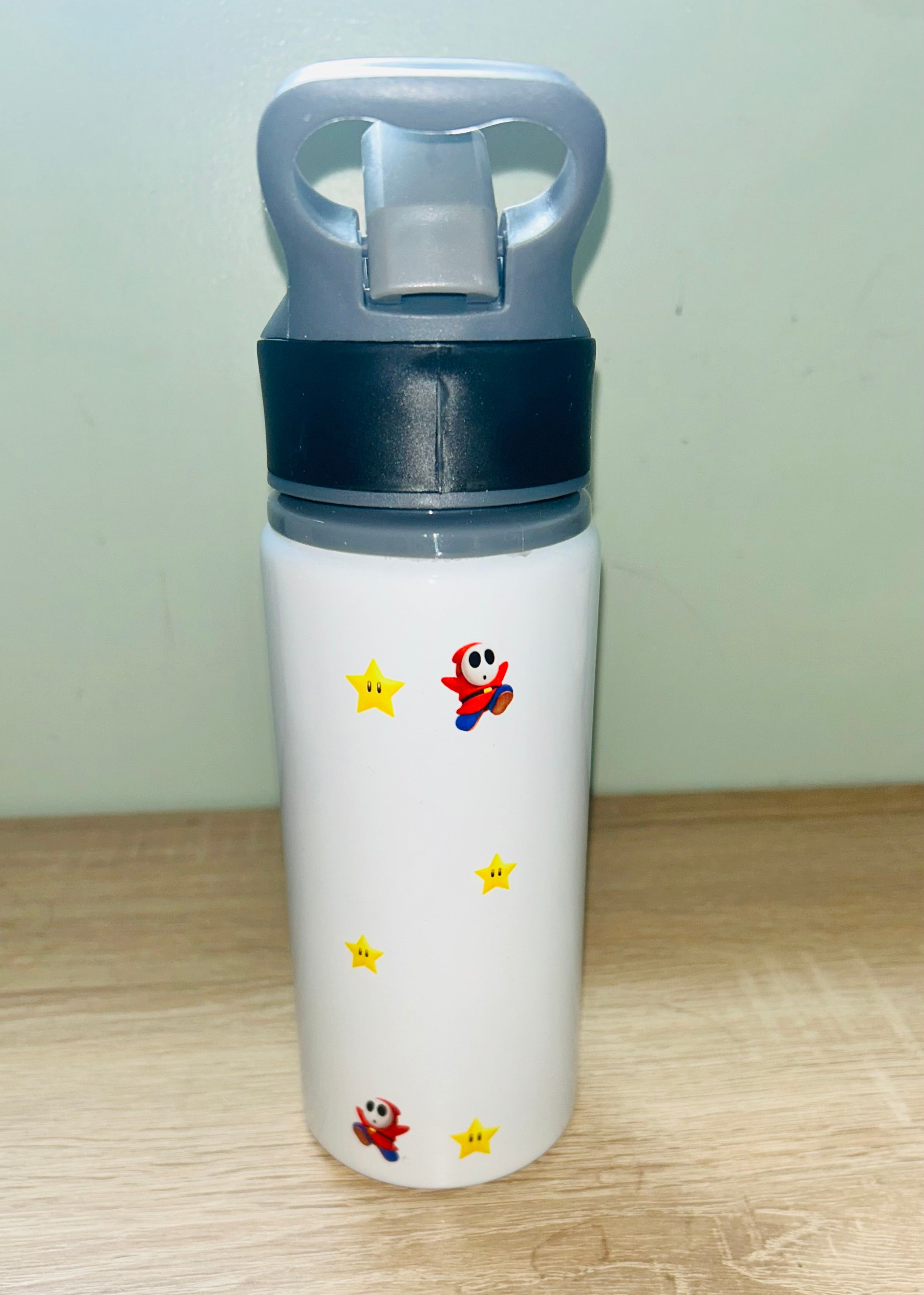 Character/Shy Guy Themed Personalised 600ml Aluminium Water Bottles - made with your favourite characters! School Water Bottle, Summer Ready.