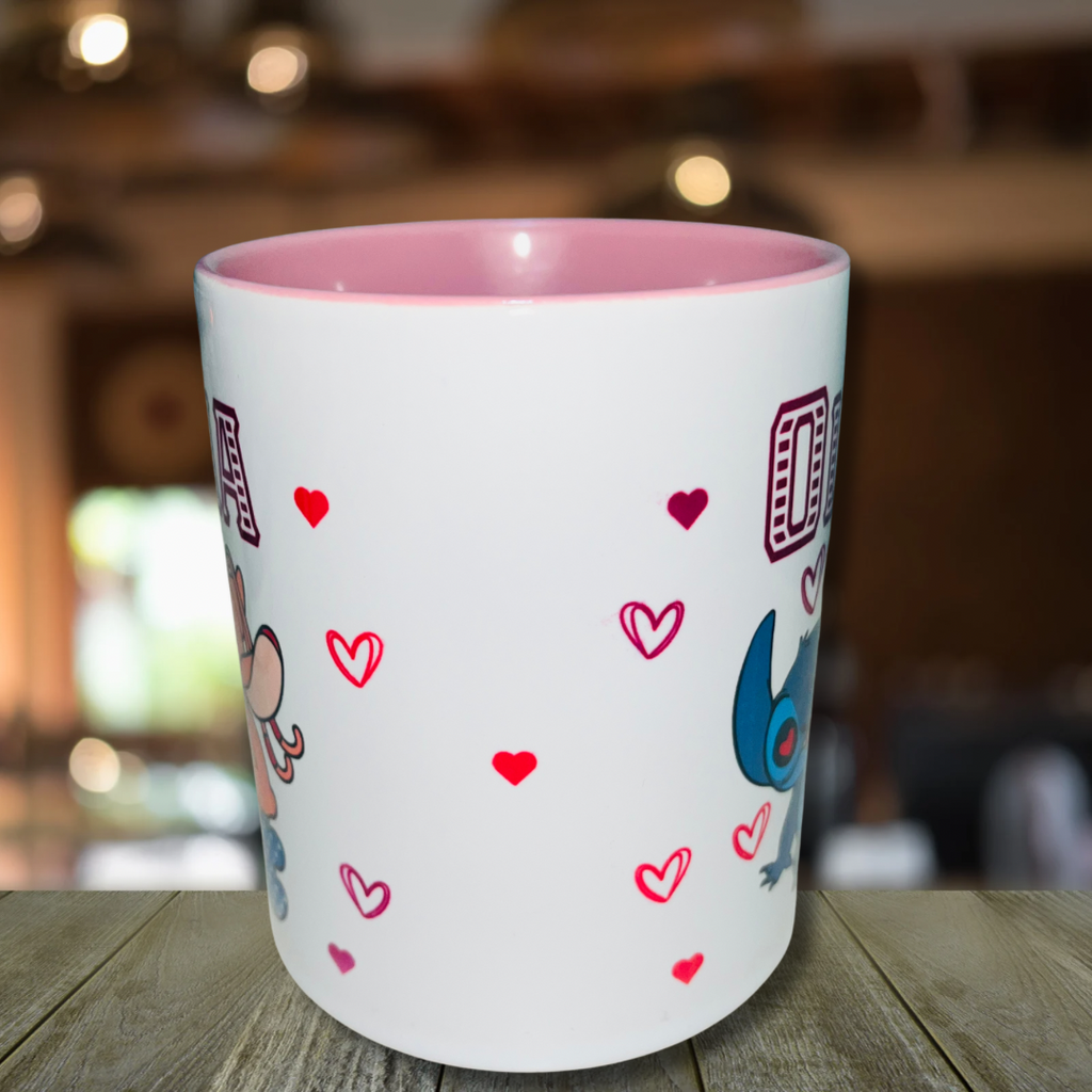 Stitch & Angel Themed Design Personalised Mug, Custom Mug, Customised Coffee Cup, Gift for Friend, Bridesmaid Gift, Tea Lover Gift, Birthday Gift