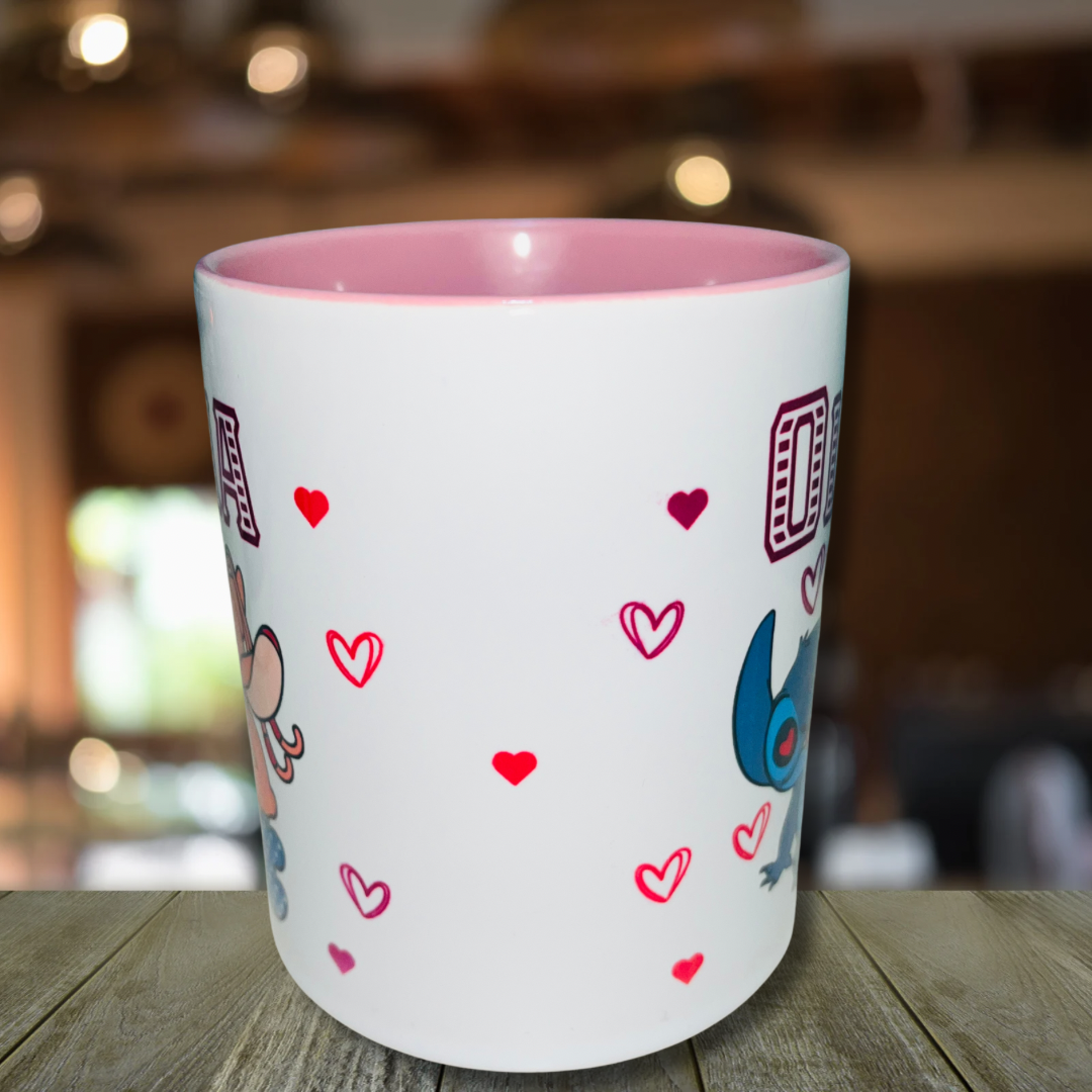 Stitch & Angel Themed Design Personalised Mug, Custom Mug, Customised Coffee Cup, Gift for Friend, Bridesmaid Gift, Tea Lover Gift, Birthday Gift
