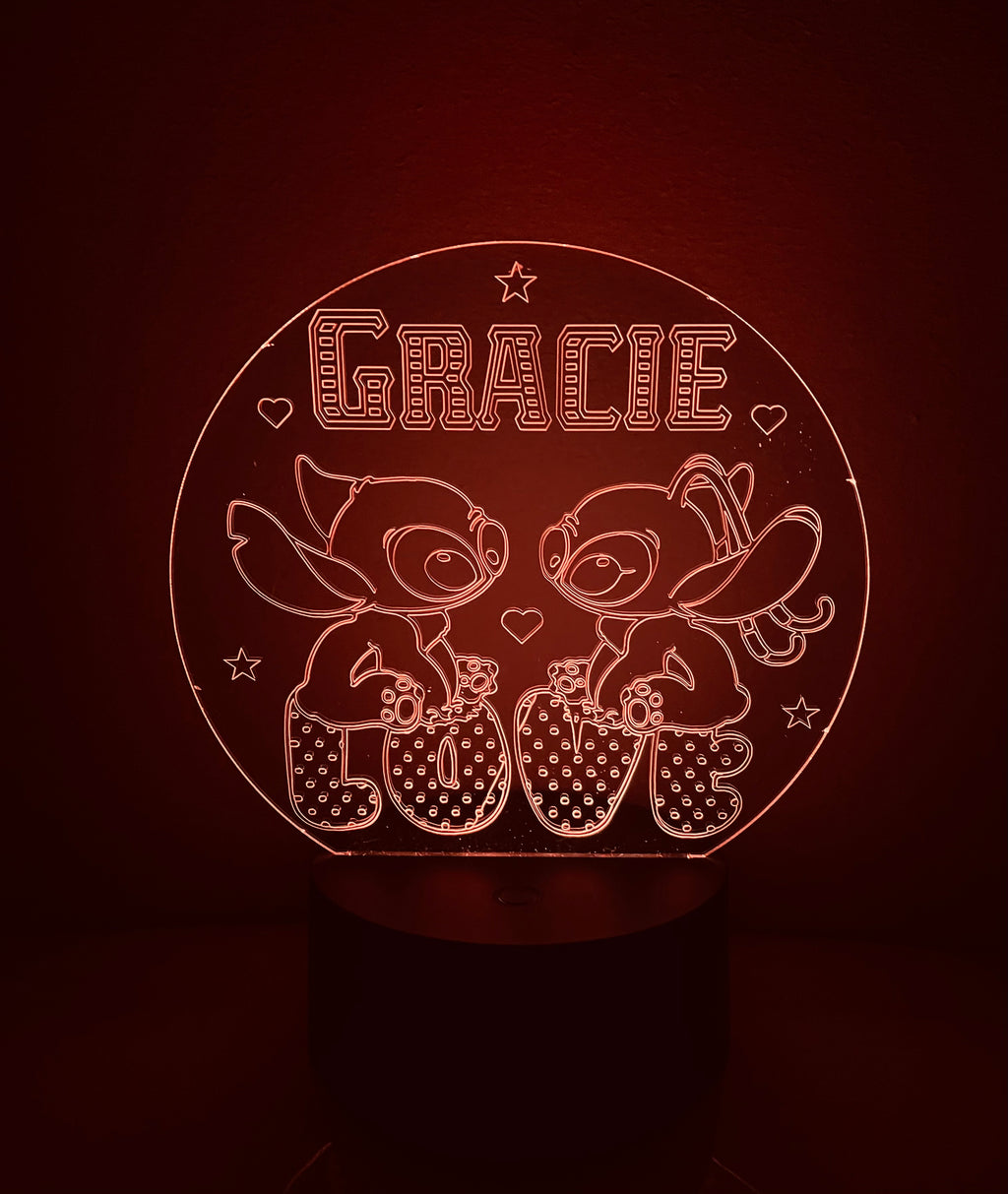 Stitch & Angel Themed LED Night Light - Comes Fully Personalised. Unique Gift Idea