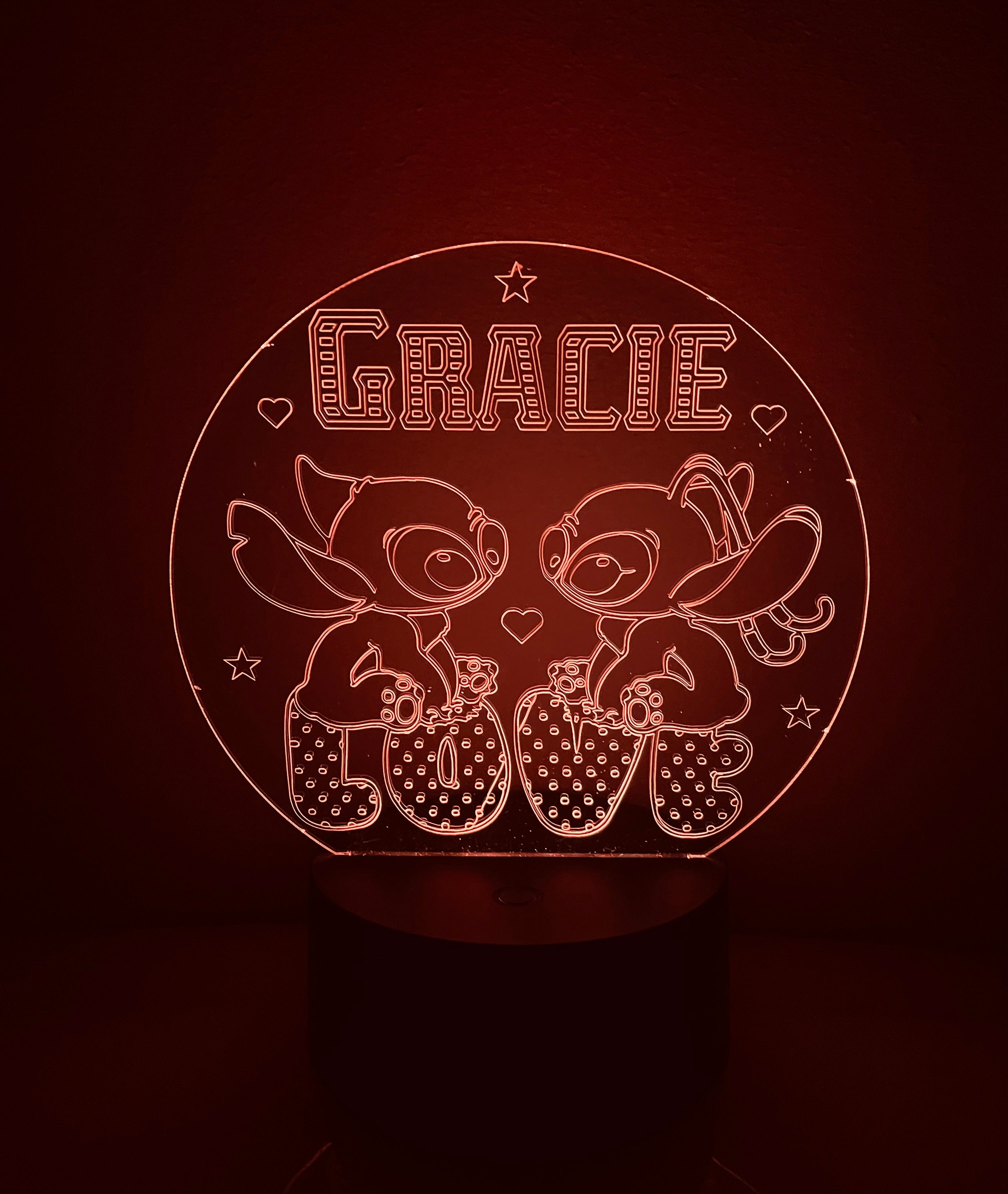 Stitch & Angel Themed LED Night Light - Comes Fully Personalised. Unique Gift Idea