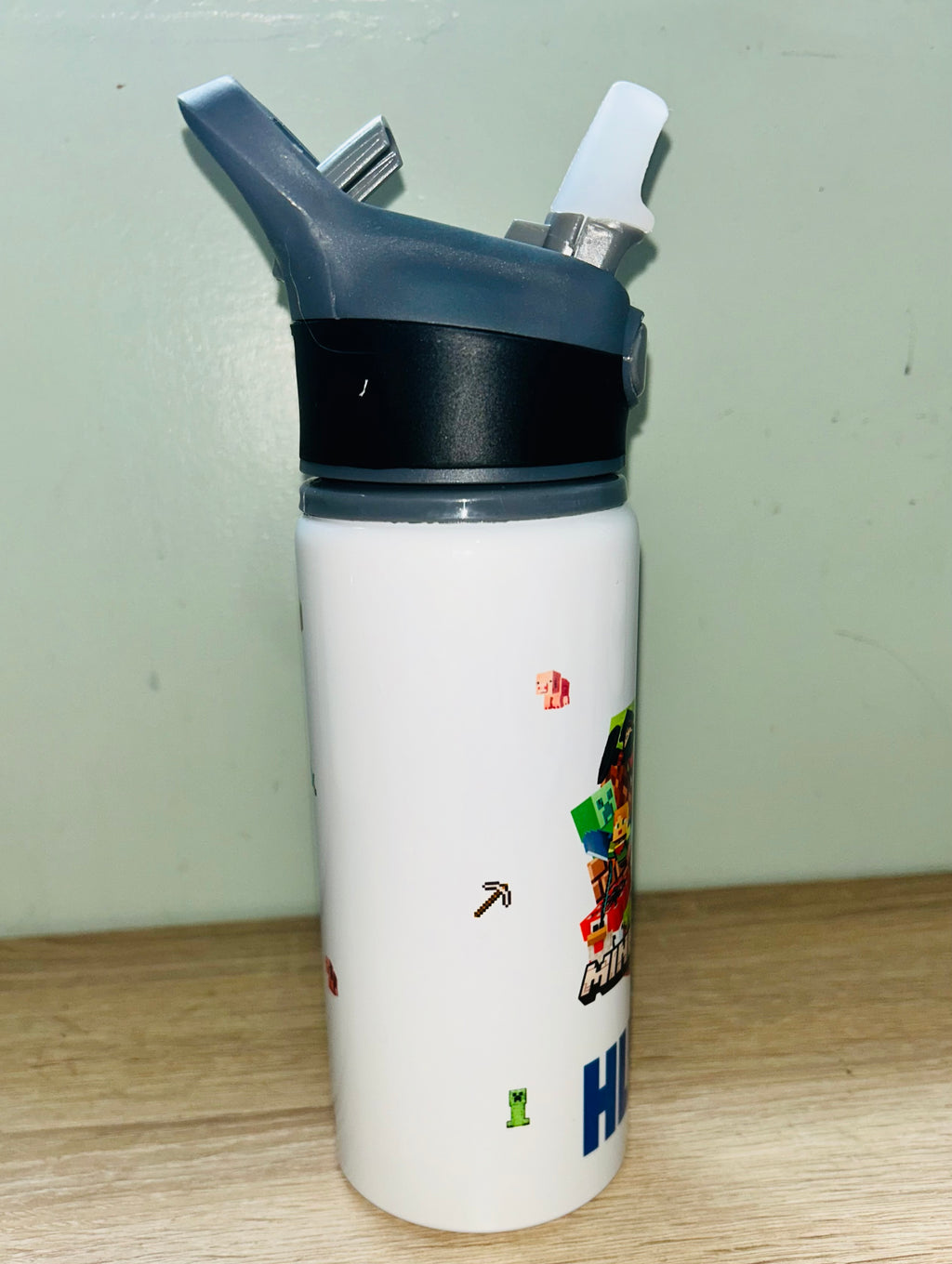 Gaming Themed Personalised 600ml Aluminium Water Bottles - made with your favourite characters! School Water Bottle, Summer Ready.