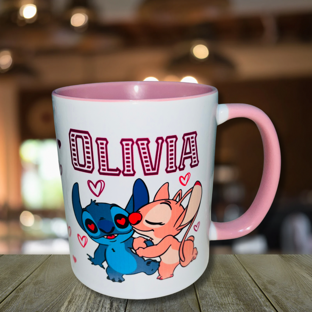 Stitch & Angel Themed Design Personalised Mug, Custom Mug, Customised Coffee Cup, Gift for Friend, Bridesmaid Gift, Tea Lover Gift, Birthday Gift