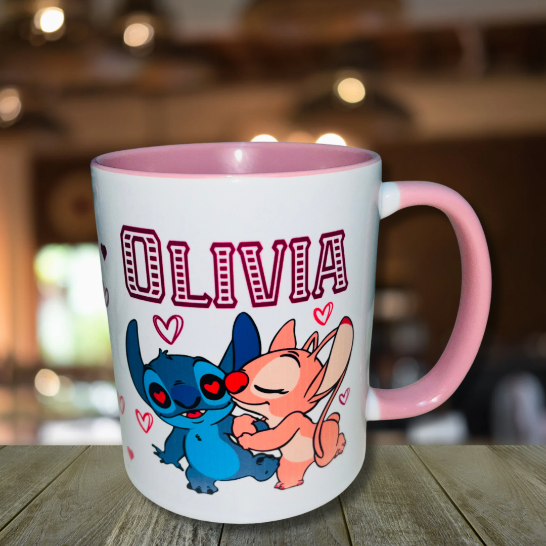 Stitch & Angel Themed Design Personalised Mug, Custom Mug, Customised Coffee Cup, Gift for Friend, Bridesmaid Gift, Tea Lover Gift, Birthday Gift