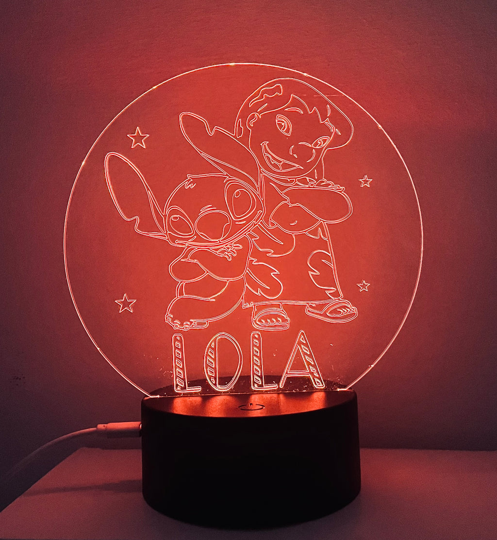 Lilo & Stitch Themed LED Night Light - Comes Fully Personalised. Unique Gift Idea