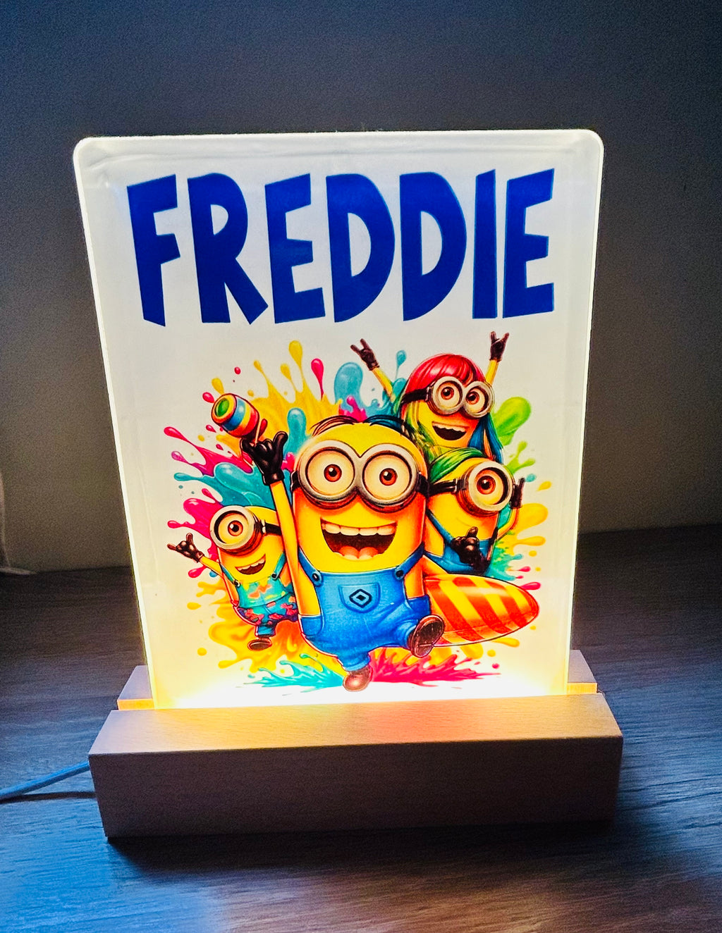 Character/Minions Themed Sub LED Night Light - Comes Fully Personalised. Unique Gift Idea.  Perfect for Bedroom. Christmas/Birthday Gift.