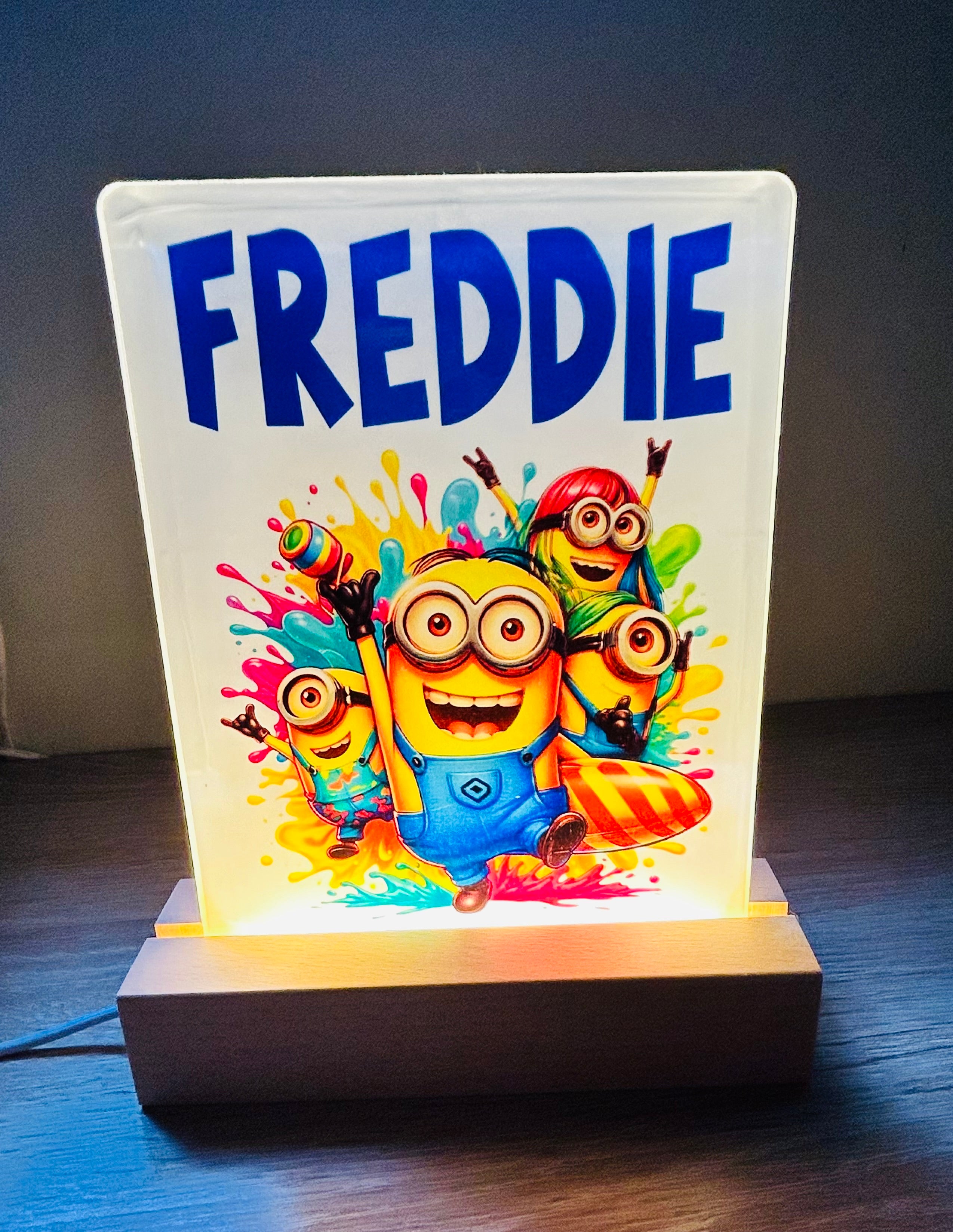 Character/Minions Themed Sub LED Night Light - Comes Fully Personalised. Unique Gift Idea.  Perfect for Bedroom. Christmas/Birthday Gift.