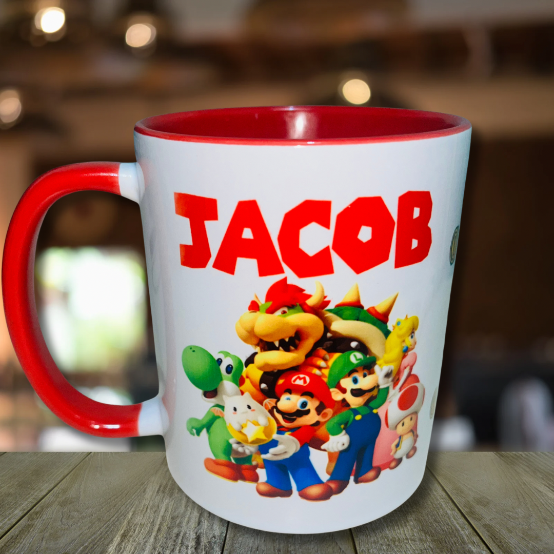Character/Super Mario Themed Design Personalised Mug, Custom Mug, Customised Coffee Cup, Gift for Friend, Bridesmaid Gift, Tea Lover Gift, Birthday Gift
