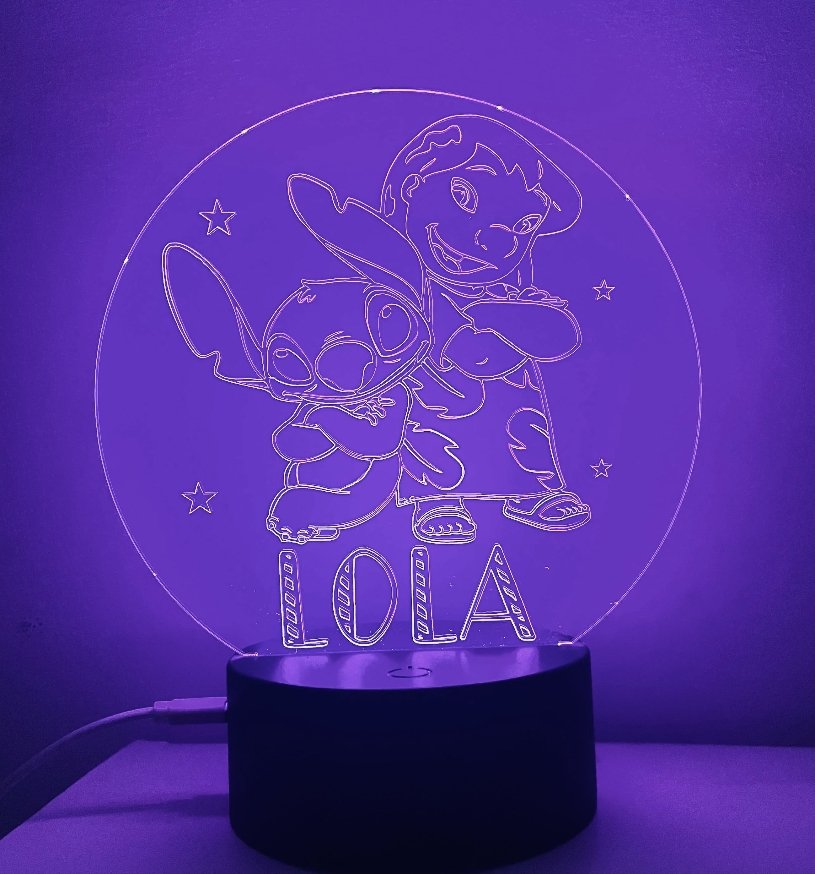 Lilo & Stitch Themed LED Night Light - Comes Fully Personalised. Unique Gift Idea