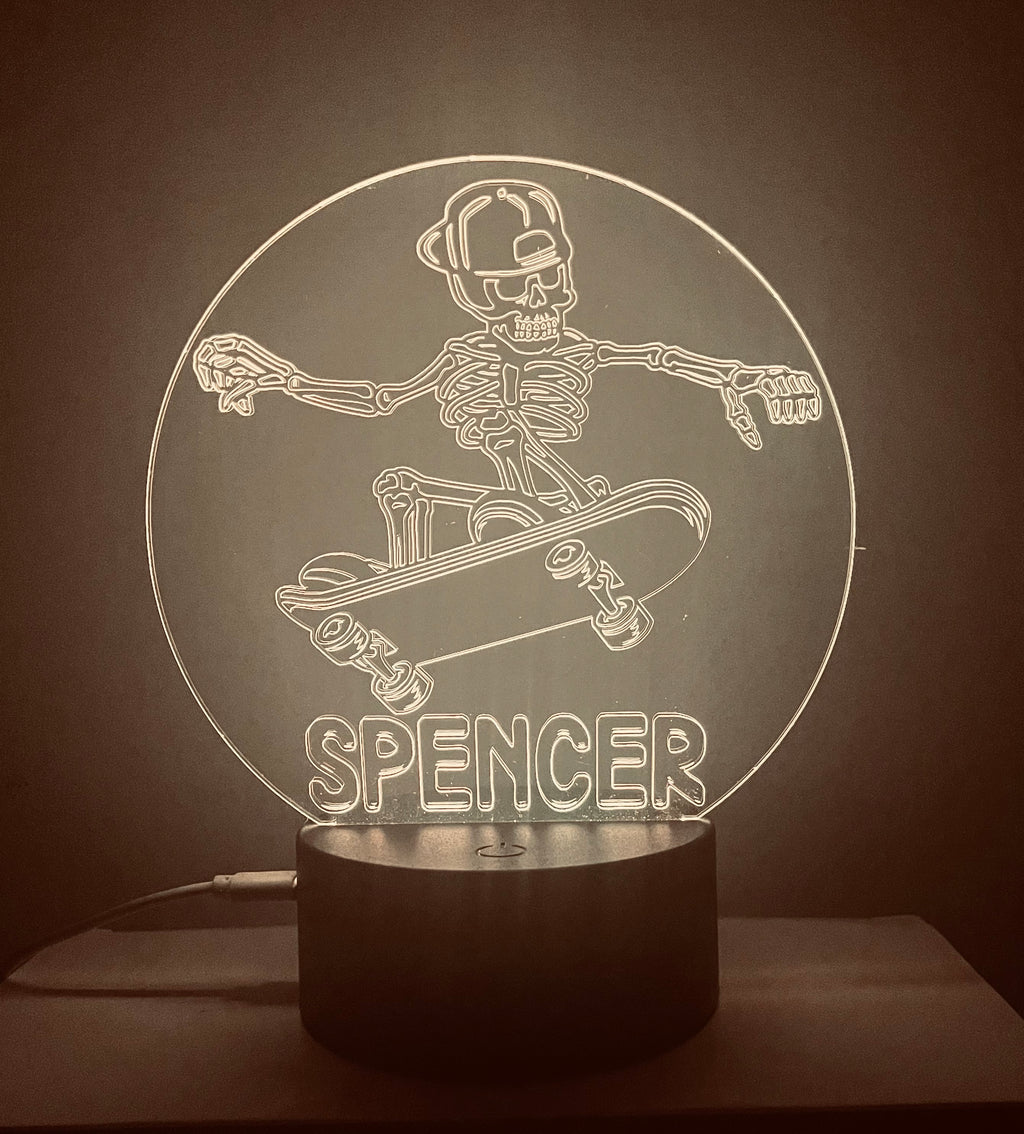 Skeleton Themed LED Night Light - Comes Fully Personalised. Unique Gift Idea