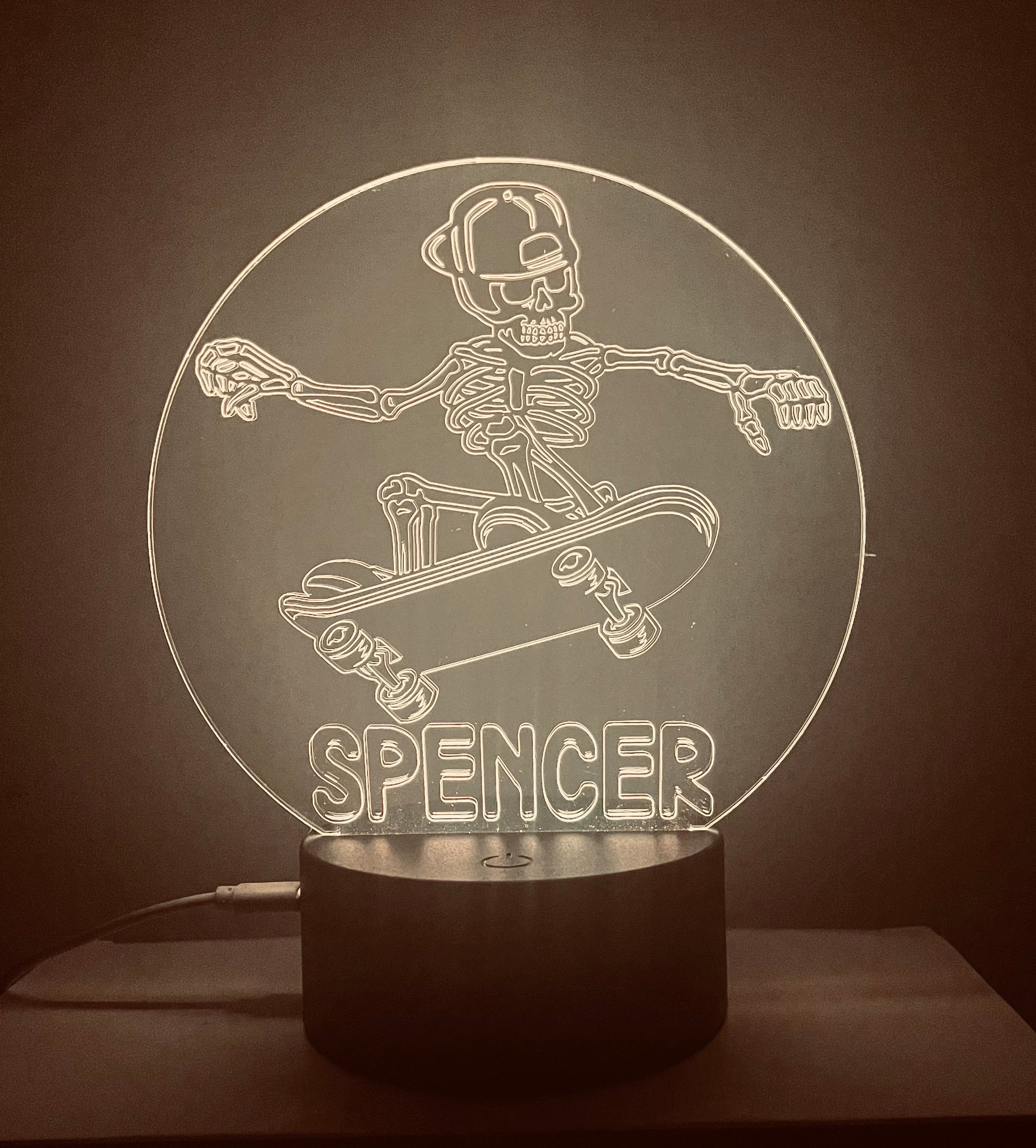 Skeleton Themed LED Night Light - Comes Fully Personalised. Unique Gift Idea