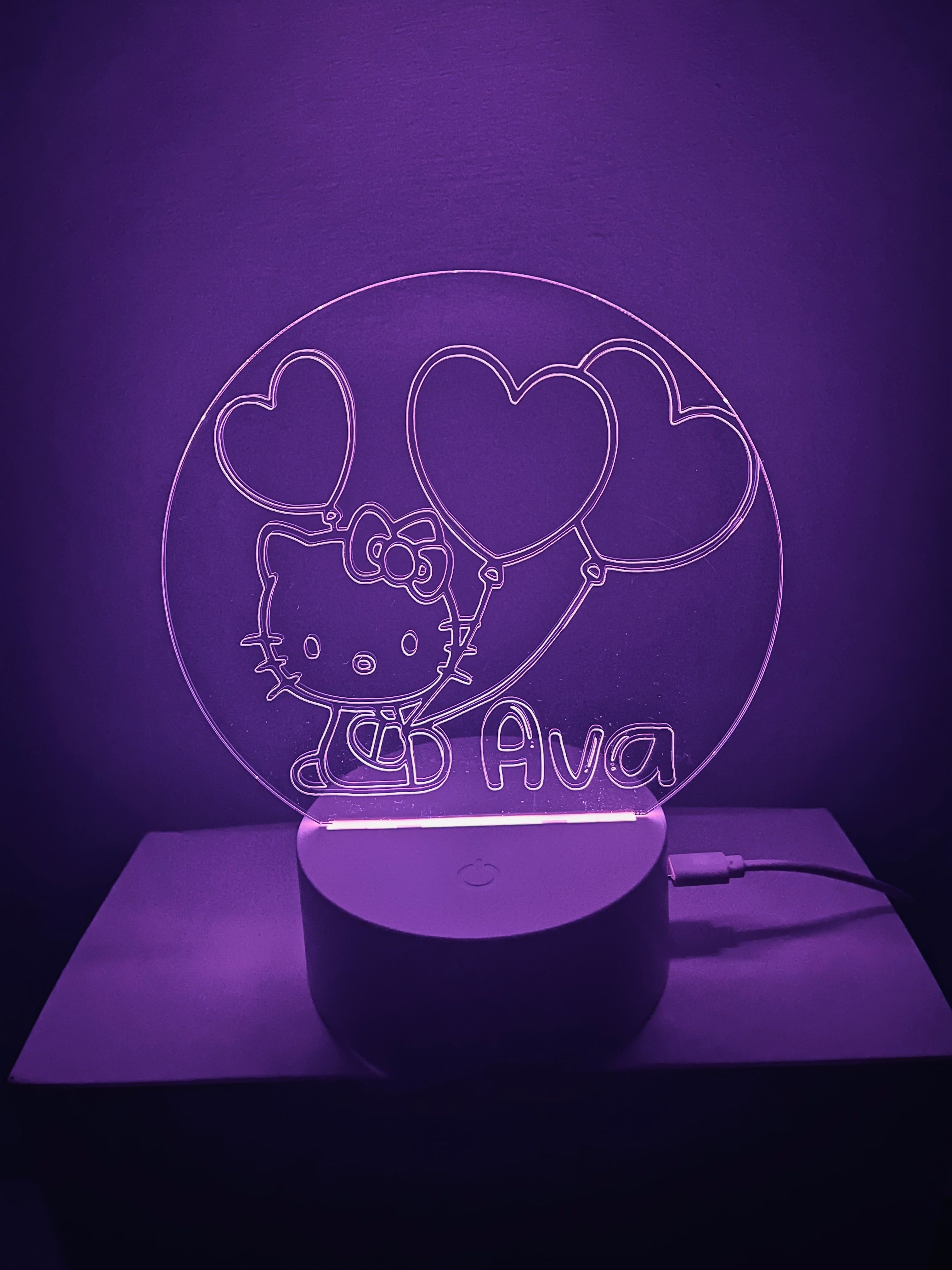 Character/Hello Kitty Themed LED Night Light - Comes Fully Personalised. Unique Gift Idea