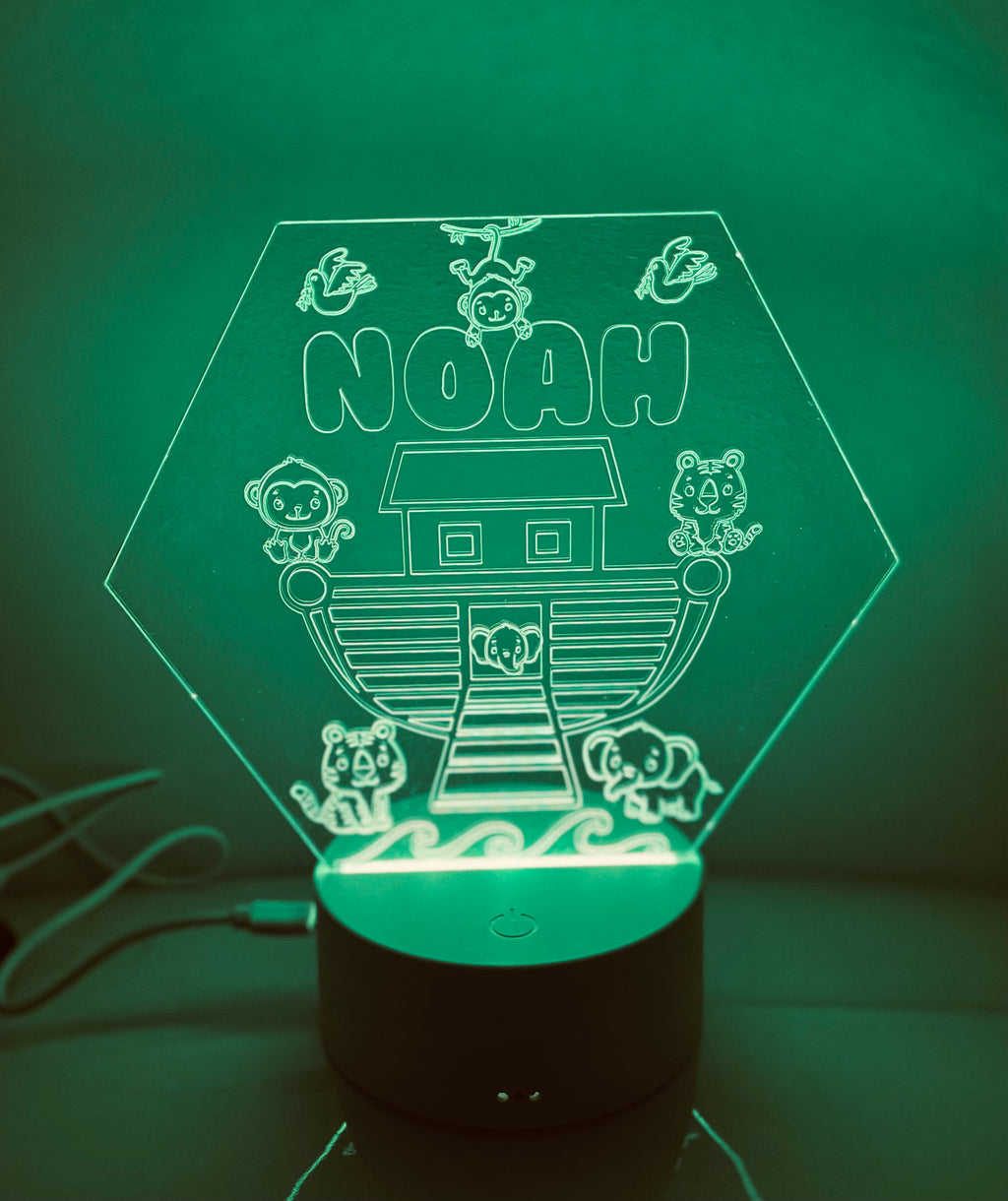 Noah’s Ark Themed LED Night Light - Comes Fully Personalised. Unique Gift Idea