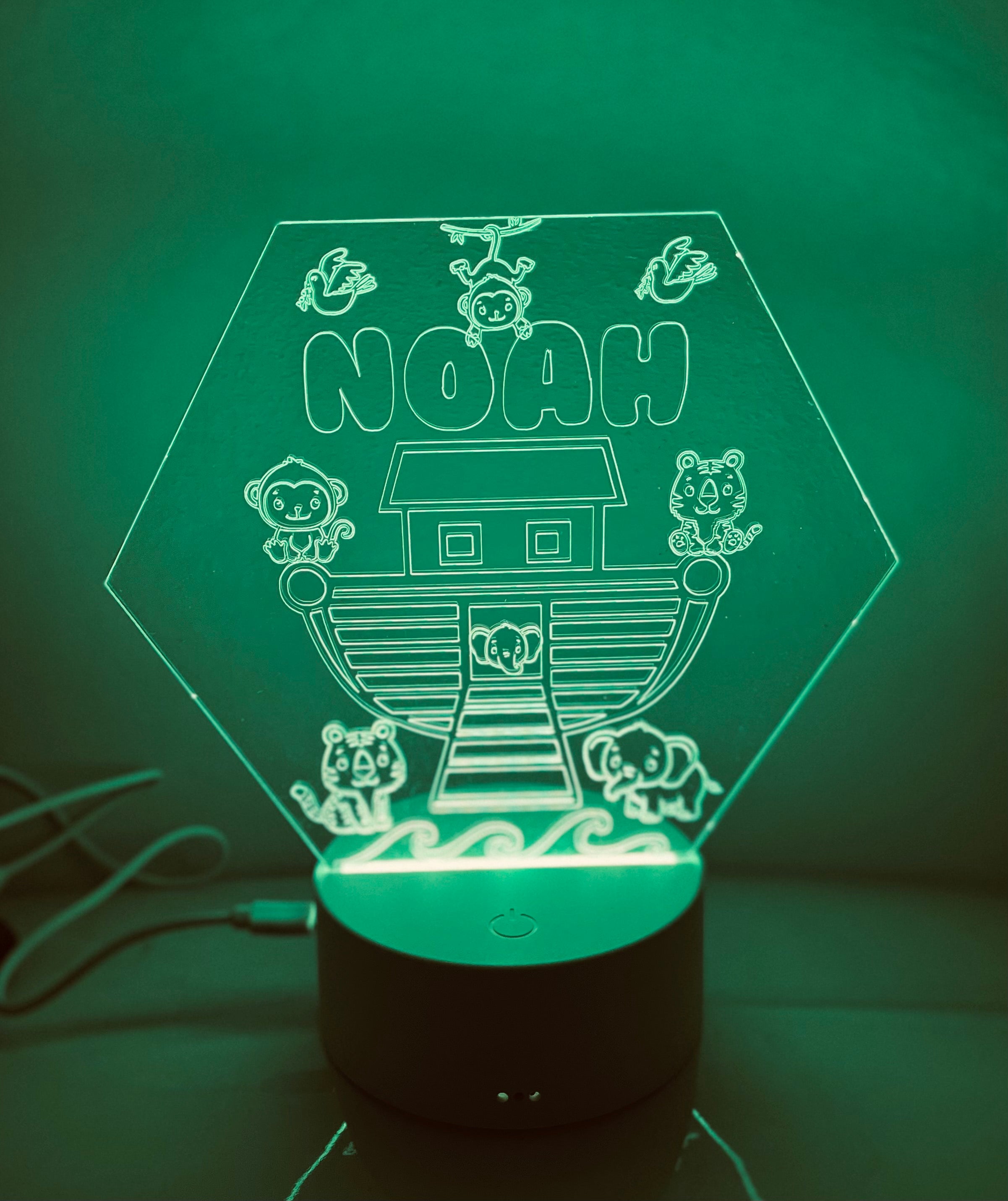 Noah’s Ark Themed LED Night Light - Comes Fully Personalised. Unique Gift Idea