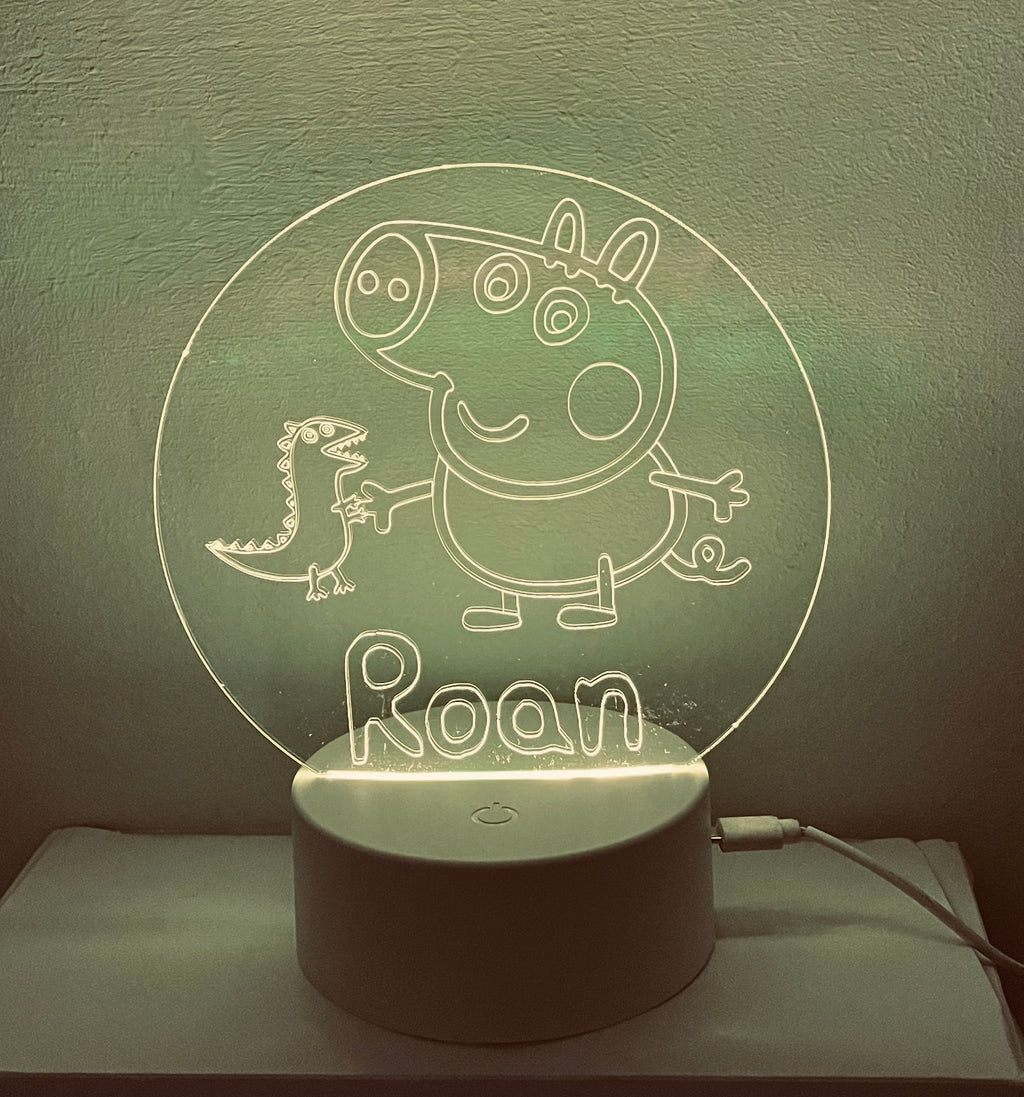 Character/George Pig Themed LED Night Light - Comes Fully Personalised. Unique Gift Idea