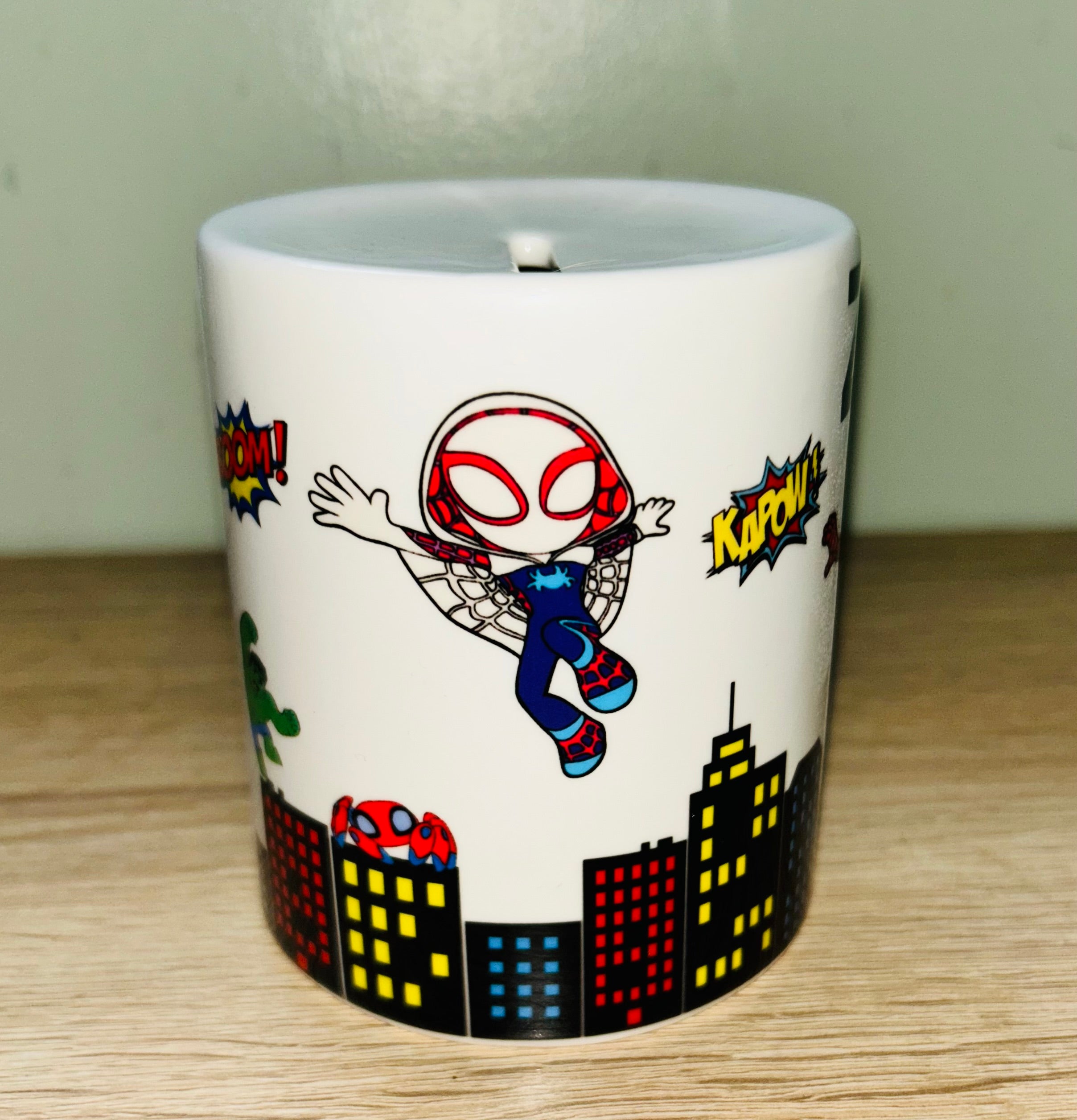Spidey & Friends Design Personalised Money Box, Piggy Bank, Birthday Gift, Baby gift, keepsake, Saving, bedroom/nursery decor, Ceramic
