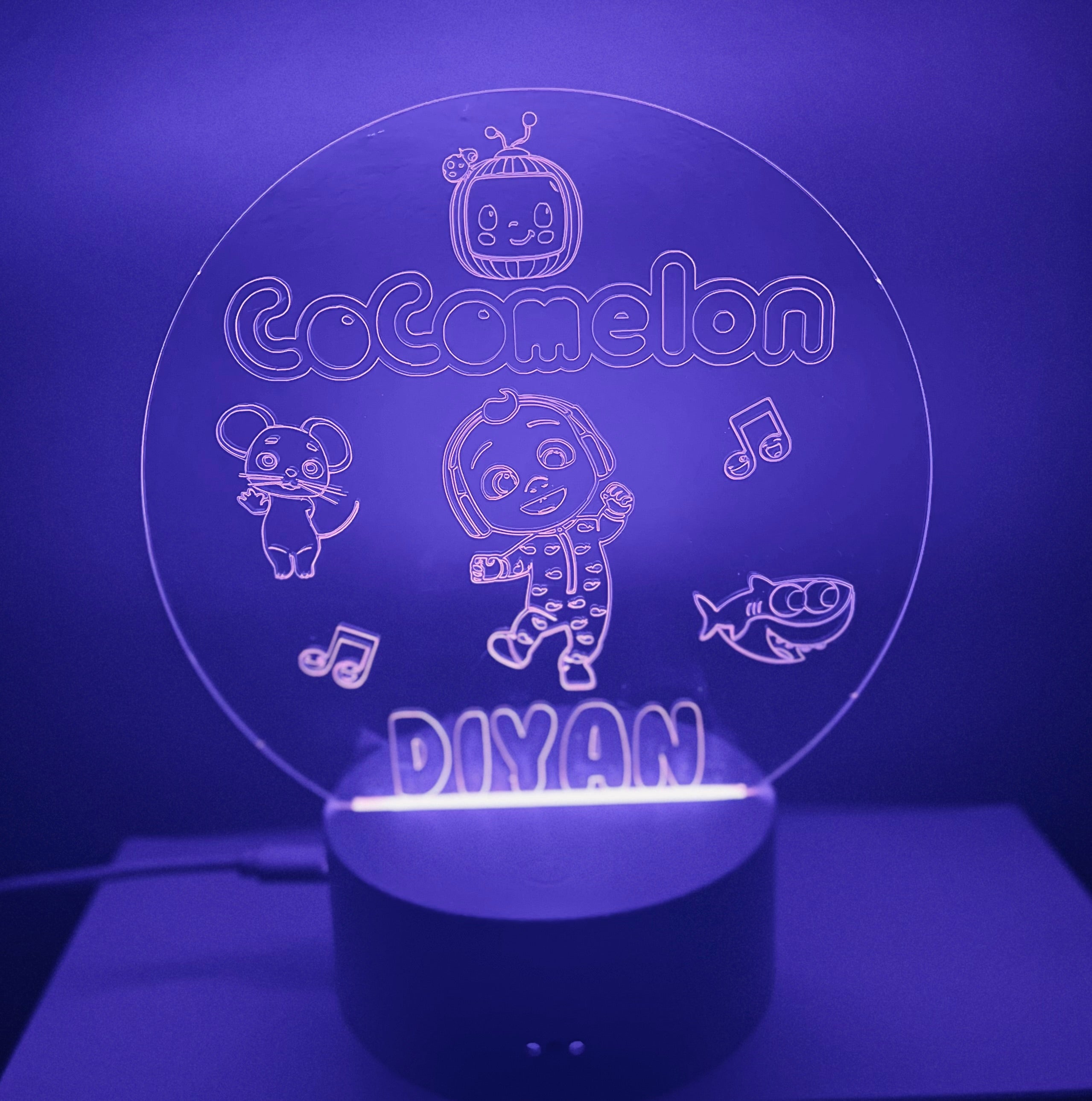 Character/Cocomelon Themed LED Night Light - Comes Fully Personalised. Unique Gift Idea