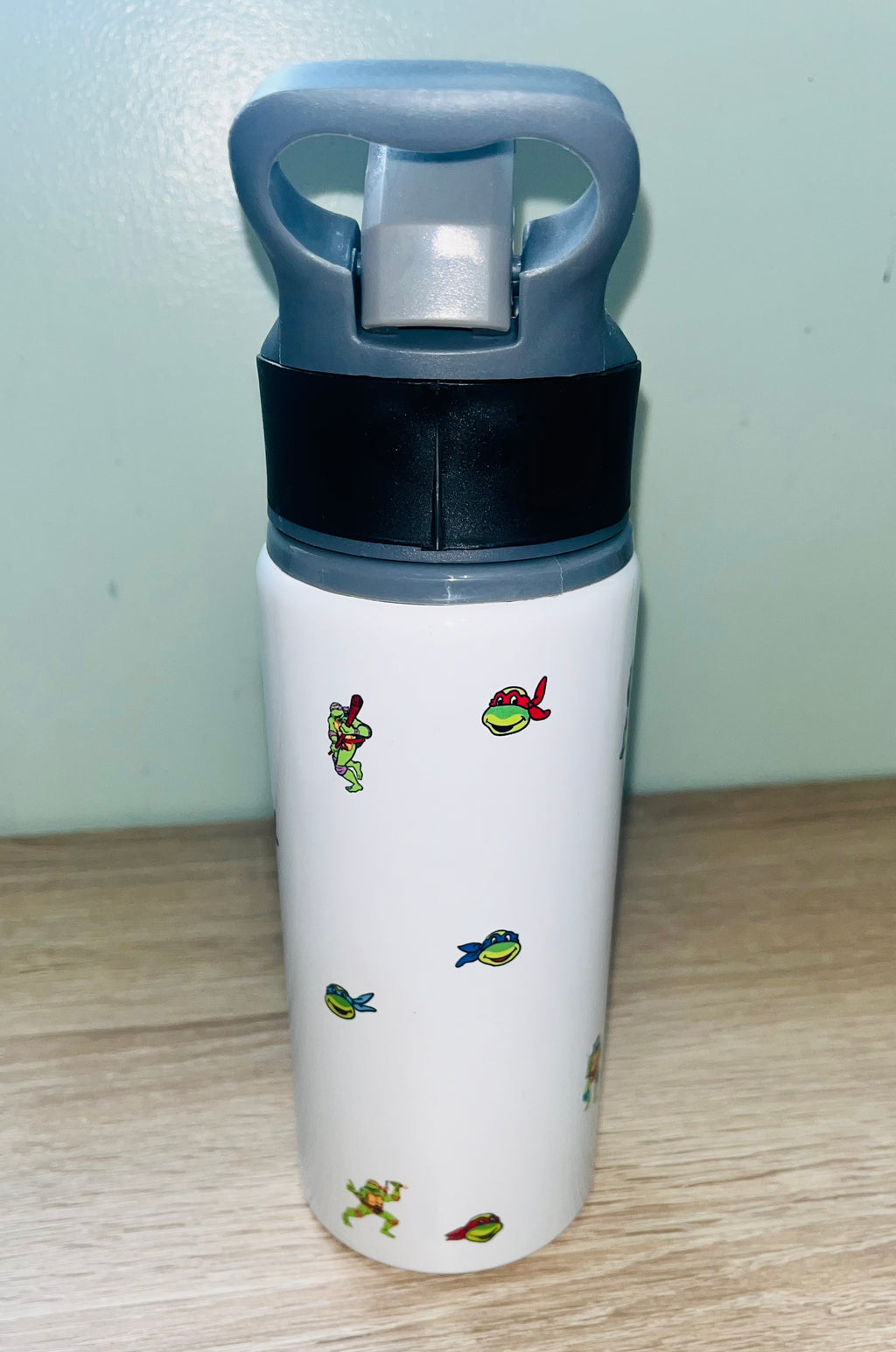 Character/Turtles Themed Personalised 600ml Aluminium Water Bottles - made with your favourite characters! School Water Bottle, Summer Ready.