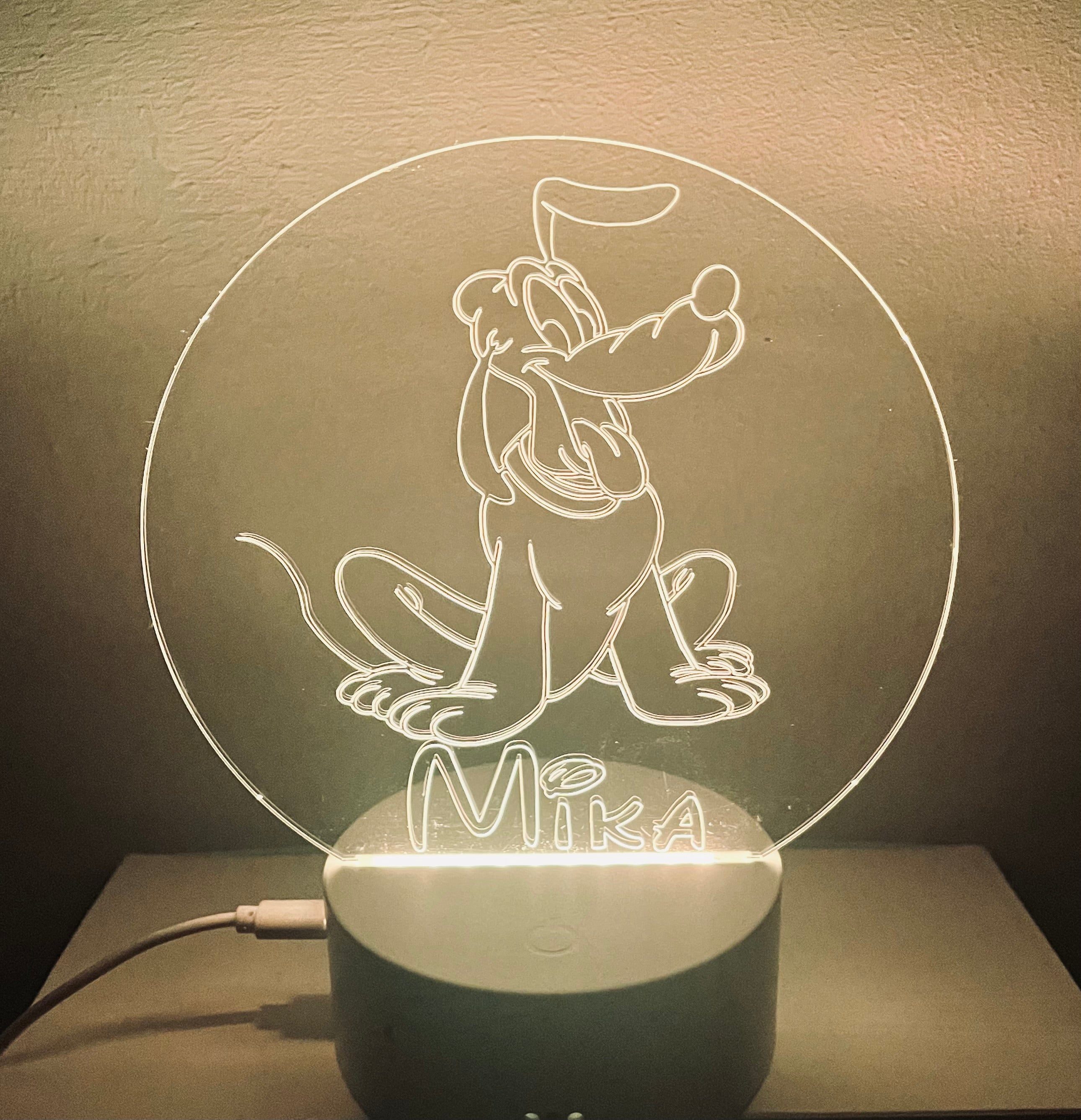 Pluto Dog Themed LED Night Light - Comes Fully Personalised. Unique Gift Idea
