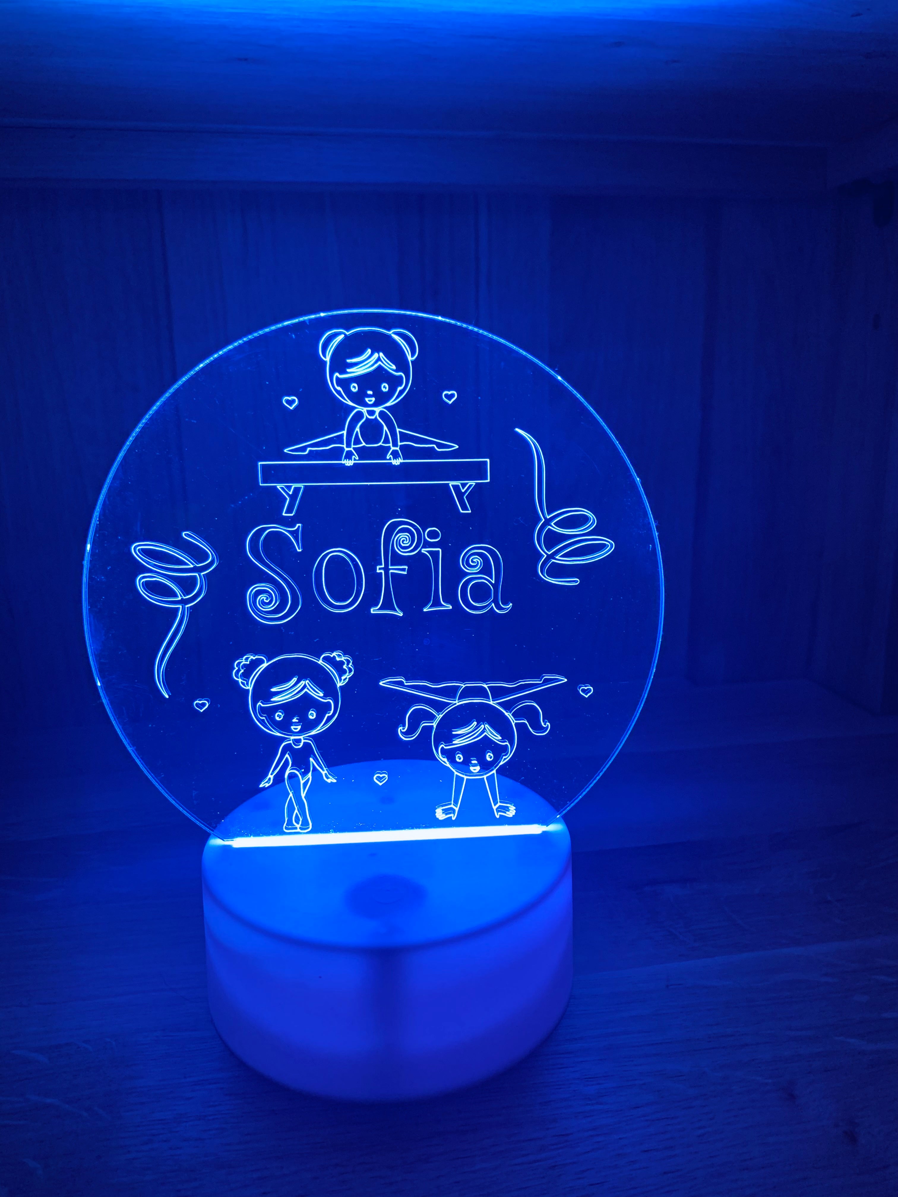 Gymnastics Themed LED Night Light - Comes Fully Personalised. Unique Gift Idea