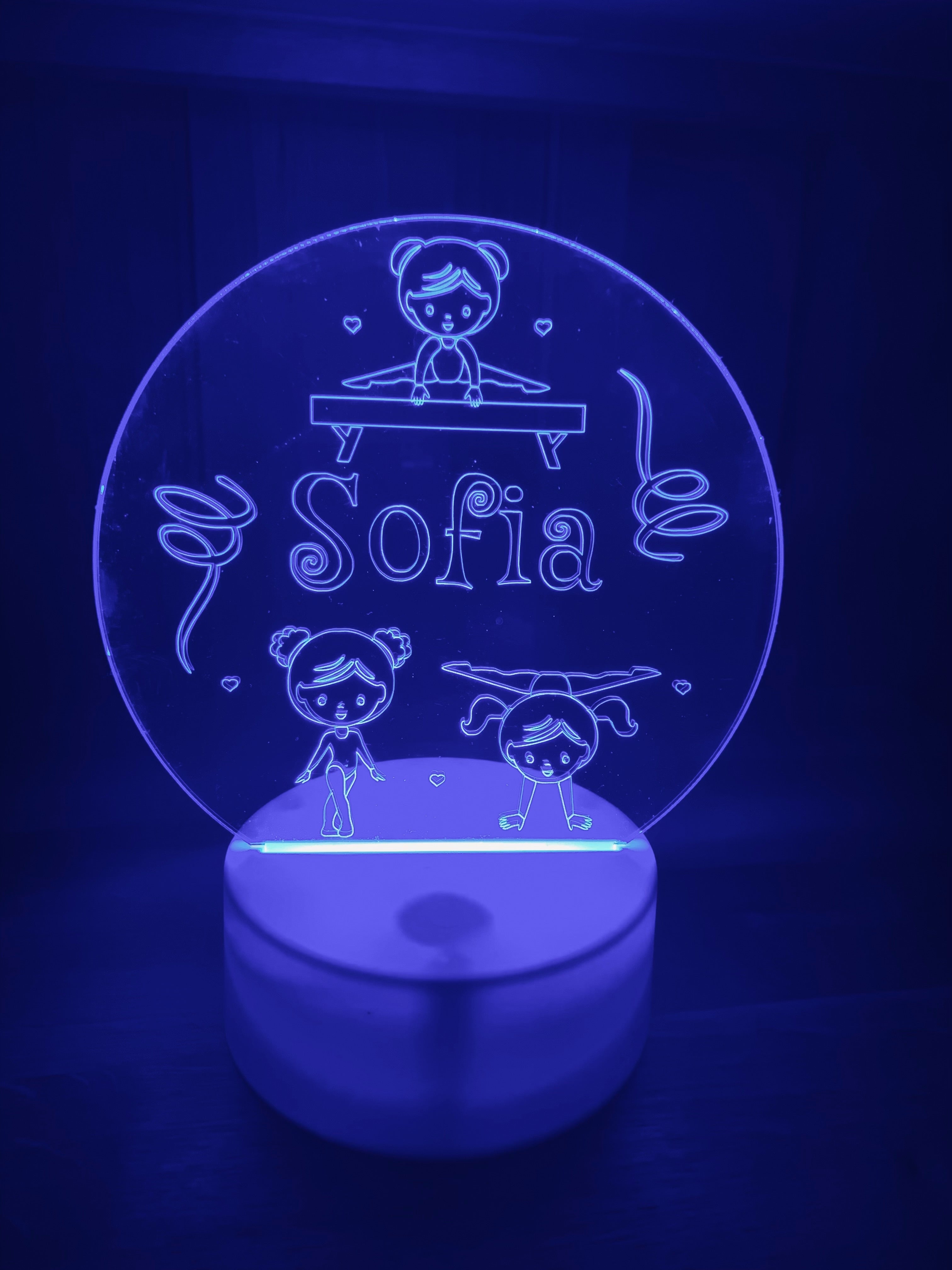 Gymnastics Themed LED Night Light - Comes Fully Personalised. Unique Gift Idea
