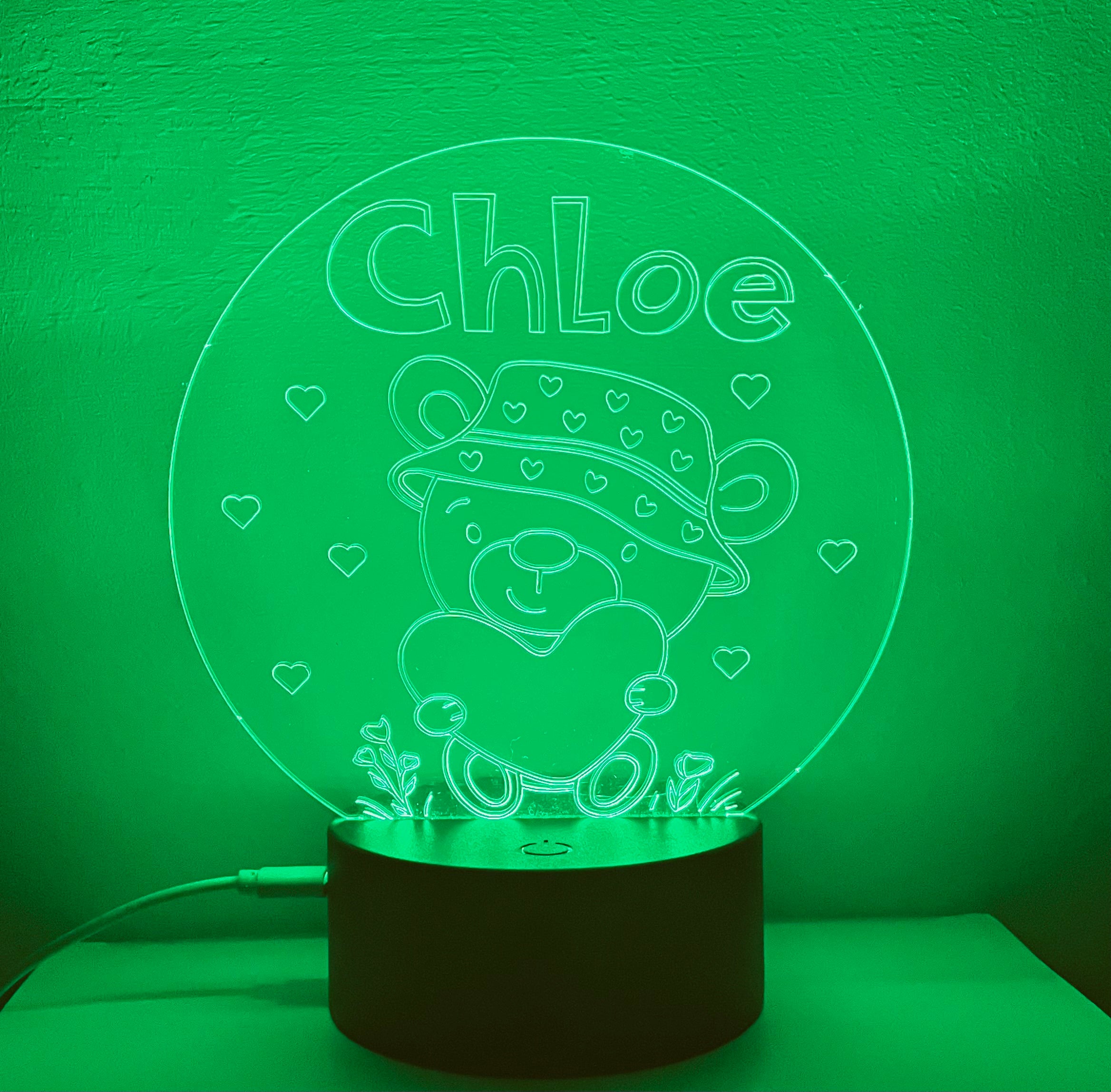 Cute Bear Themed LED Night Light - Comes Fully Personalised. Unique Gift Idea