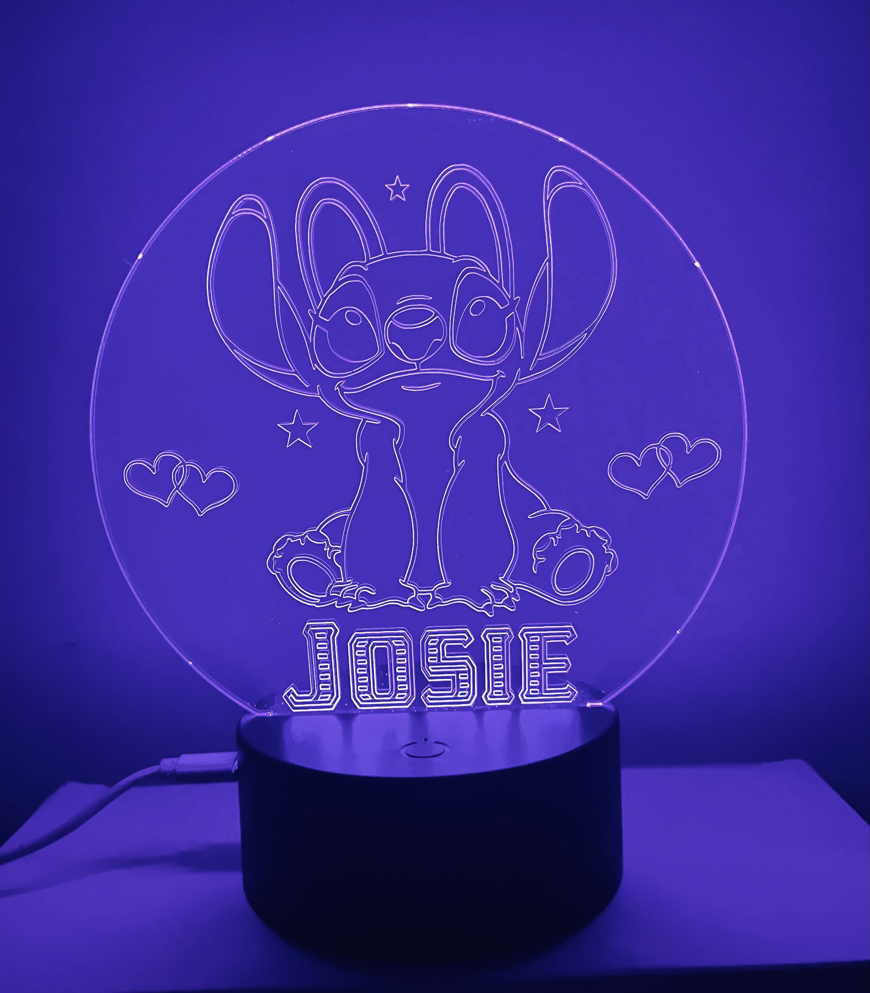 Angel from Stitch Themed LED Night Light - Comes Fully Personalised. Unique Gift Idea