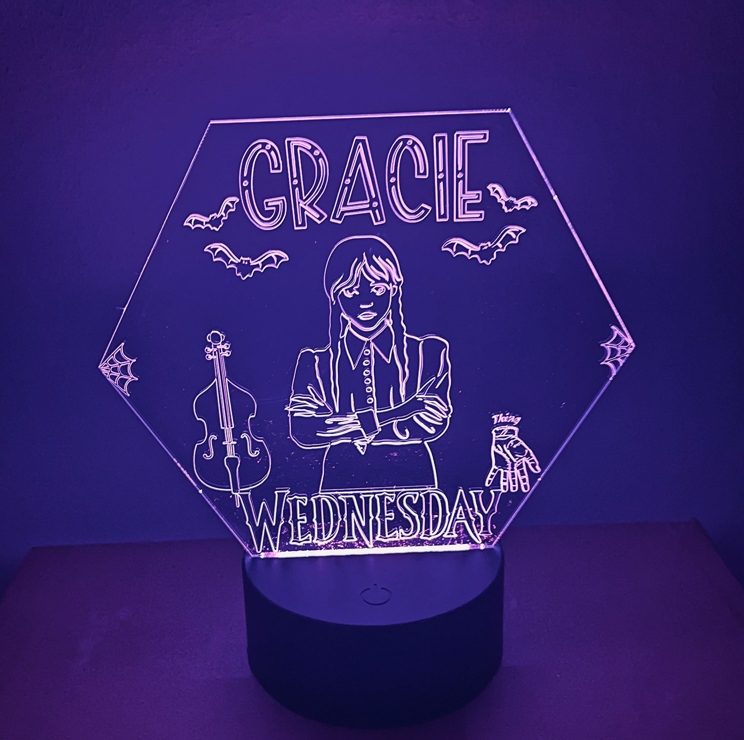 Wednesday Themed LED Night Light - Comes Fully Personalised. Unique Gift Idea