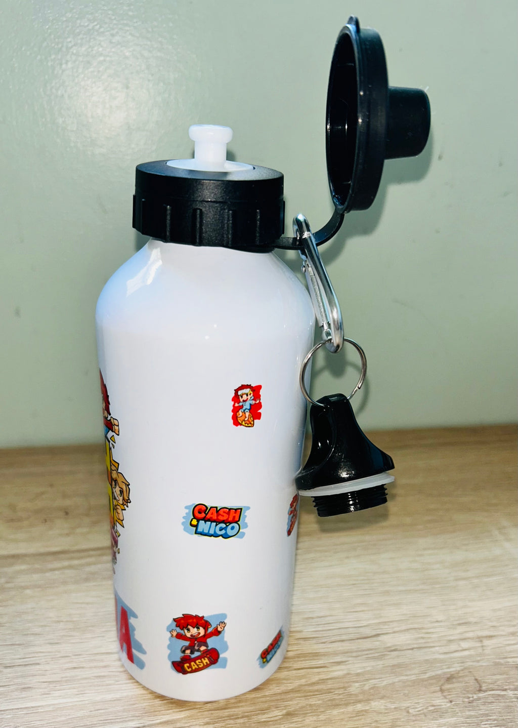 Character/Cash & Nico Themed Personalised 600ml Aluminium Water Bottles - made with your favourite characters! School Water Bottle, Summer Ready.