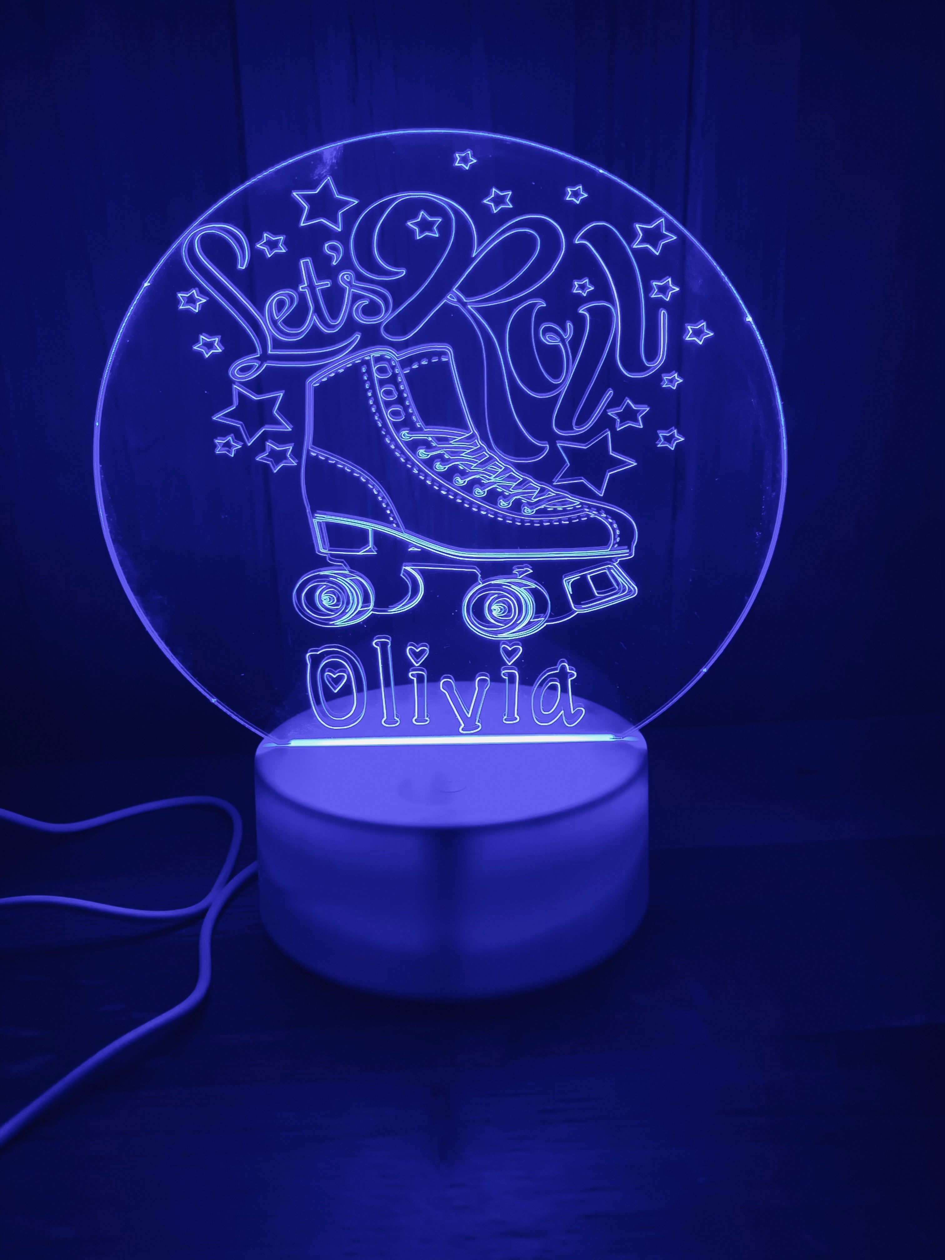 Roller Skating Themed LED Night Light - Comes Fully Personalised. Unique Gift Idea
