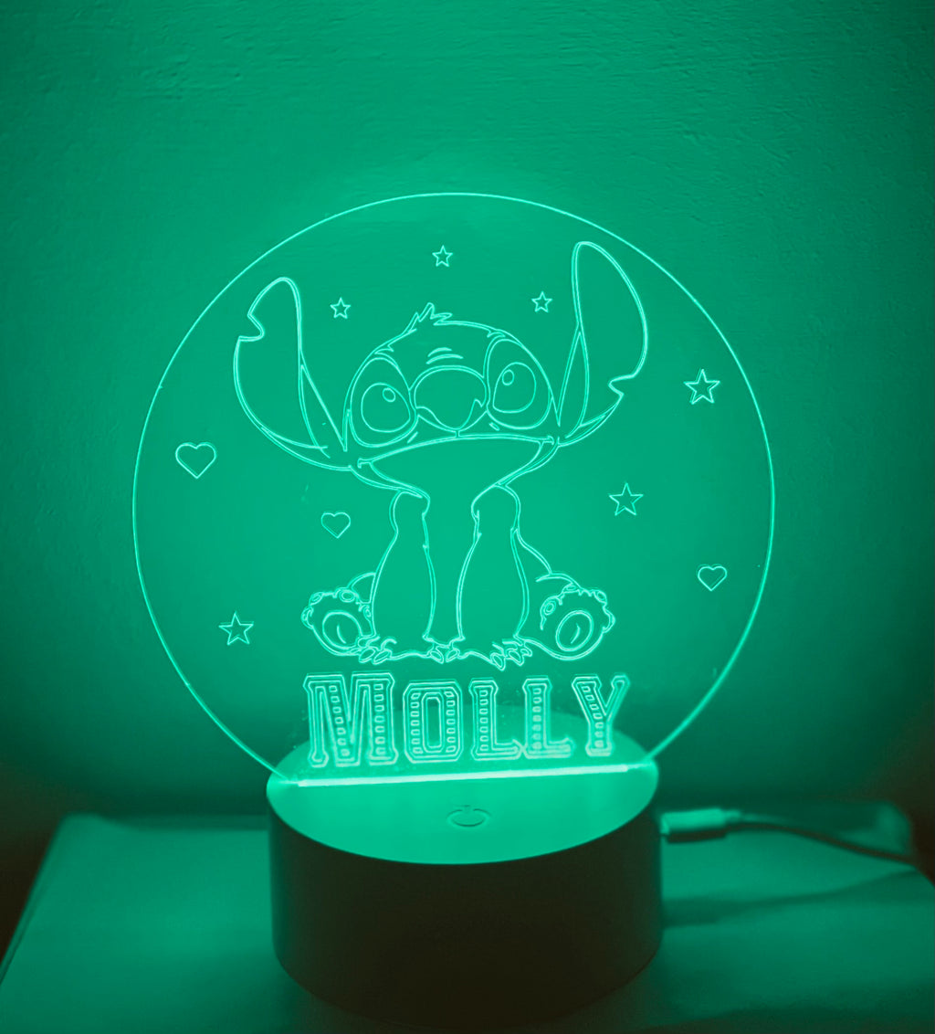 Stitch Themed LED Night Light - Comes Fully Personalised. Unique Gift Idea