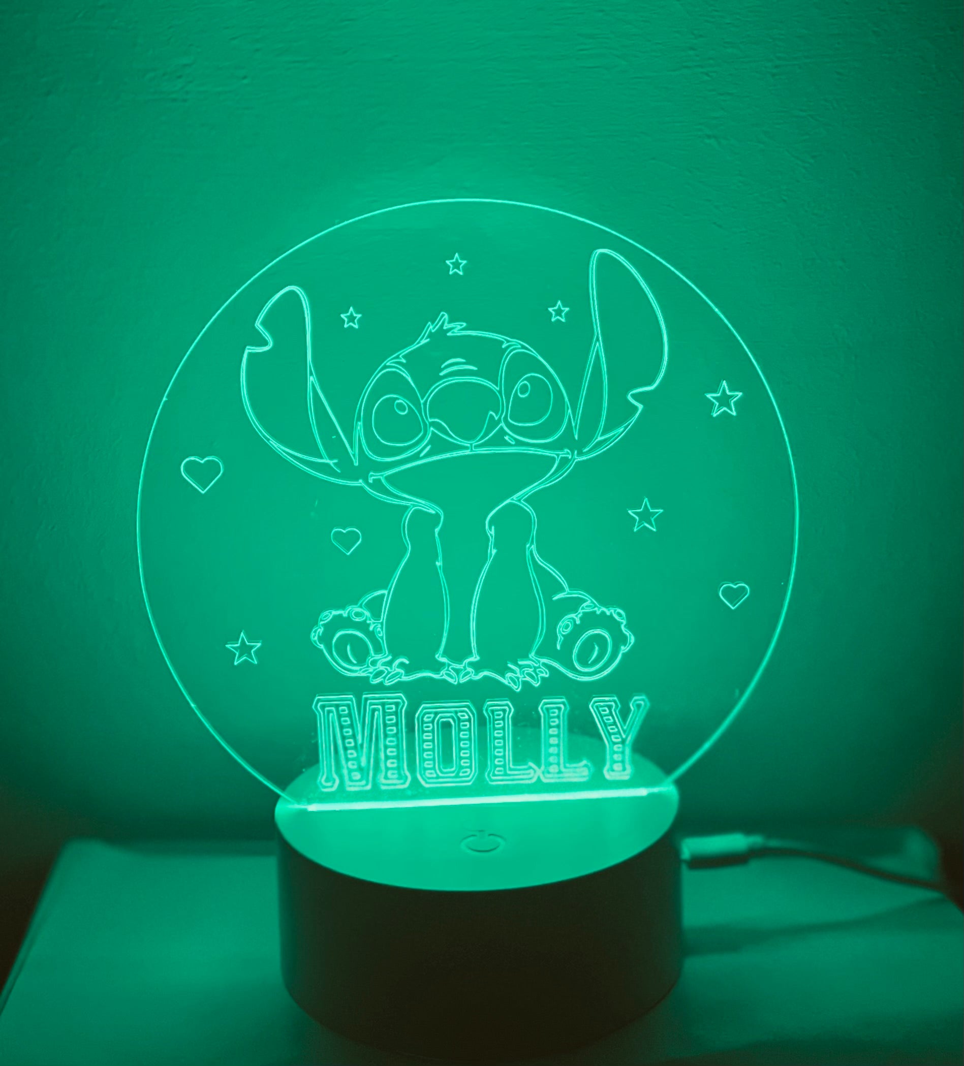 Stitch Themed LED Night Light - Comes Fully Personalised. Unique Gift Idea
