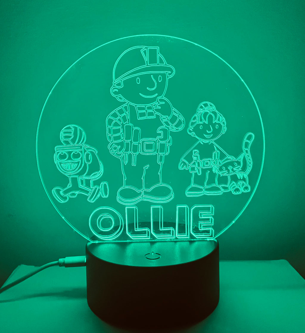 Character/Bulider Themed LED Night Light - Comes Fully Personalised. Unique Gift Idea
