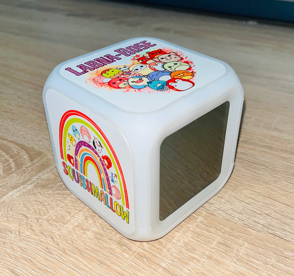Character/Squishmallows Design Personalised LED Cube Digital Alarm Clock - Colour Changing/Great Gift Idea