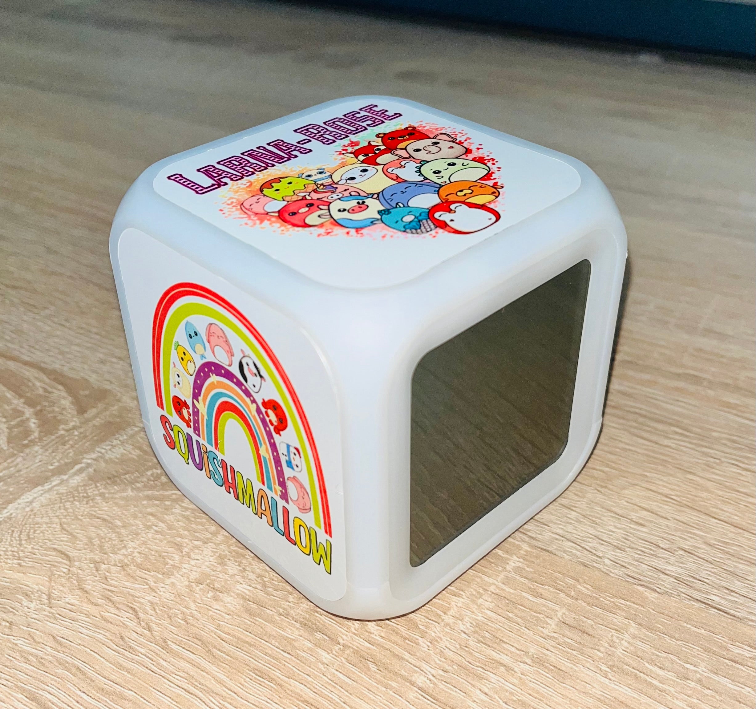 Character/Squishmallows Design Personalised LED Cube Digital Alarm Clock - Colour Changing/Great Gift Idea