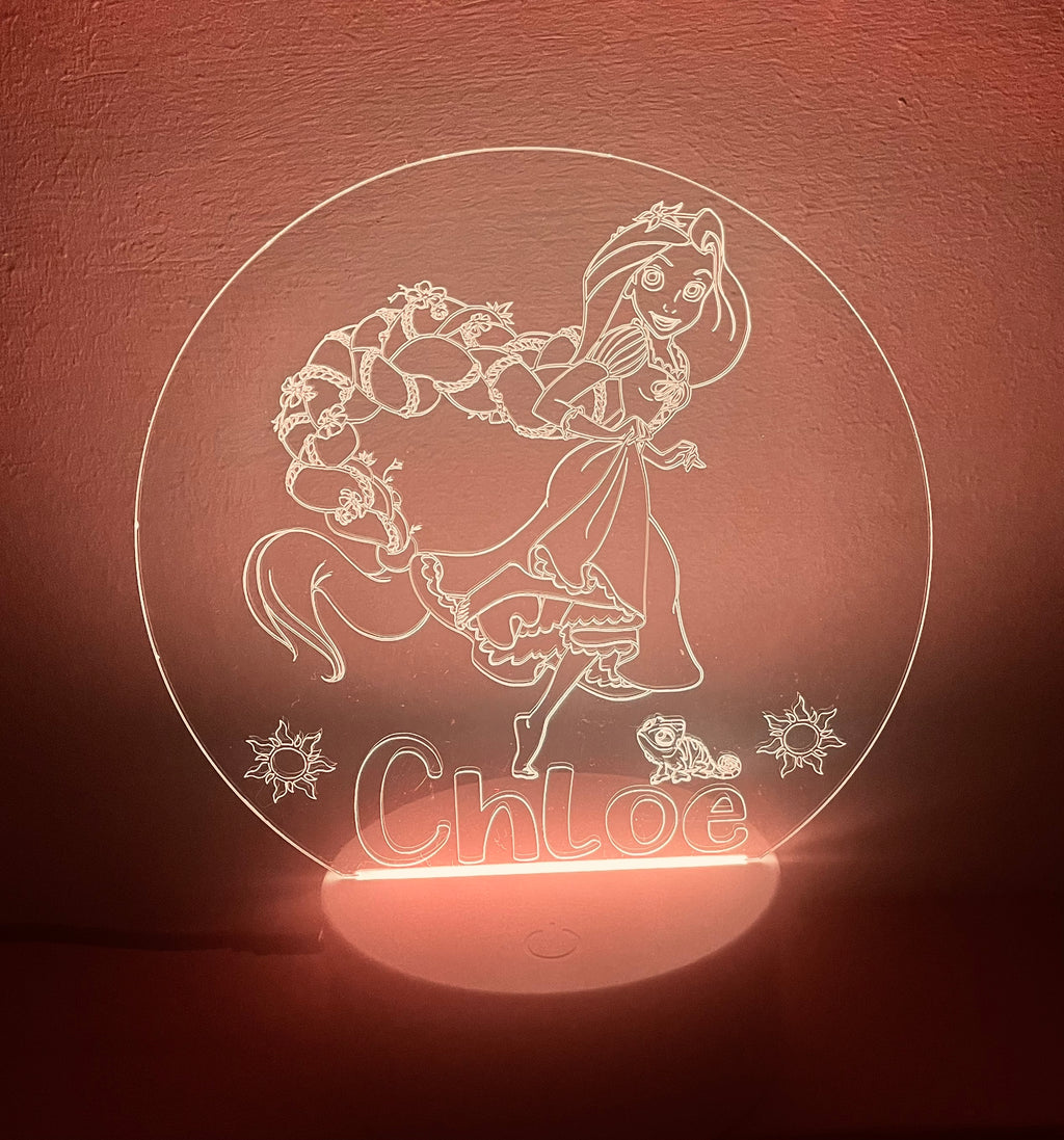 Princess/Rapunzel Themed LED Night Light - Comes Fully Personalised. Unique Gift Idea