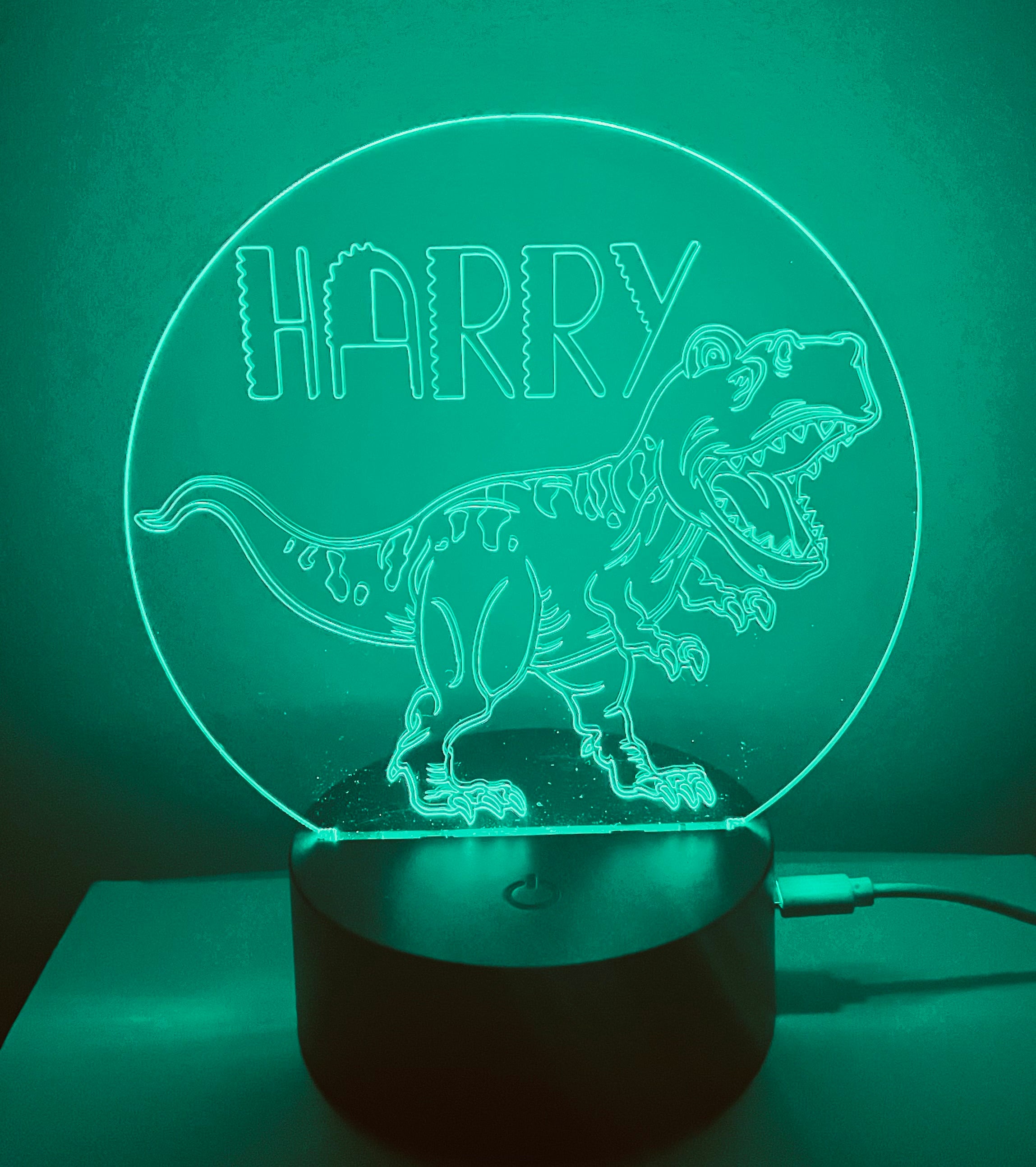 Dinosaur Themed LED Night Light - Comes Fully Personalised. Unique Gift Idea