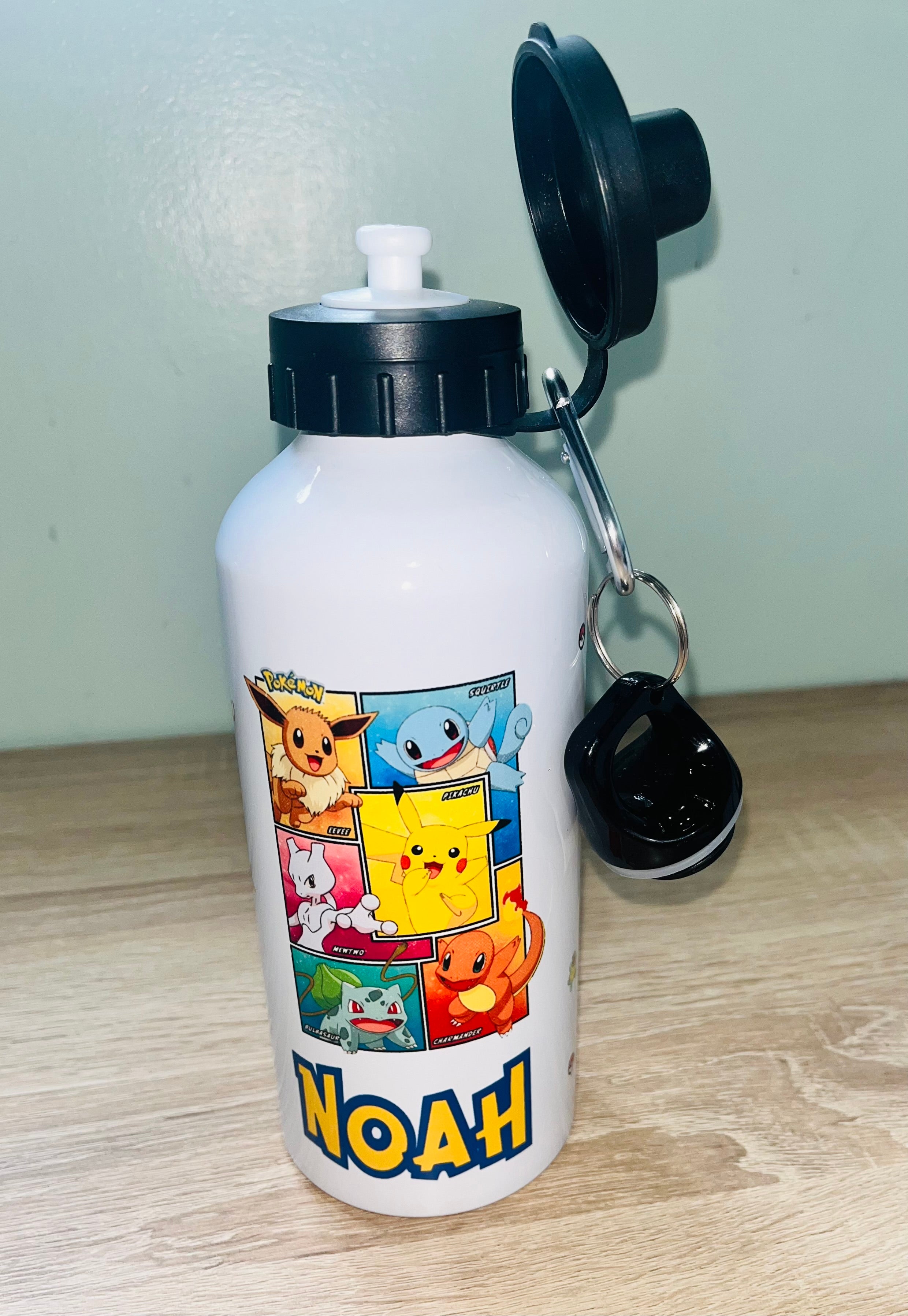 Character/Pokemon Themed Personalised 600ml Aluminium Water Bottles - made with your favourite characters! School Water Bottle, Summer Ready.