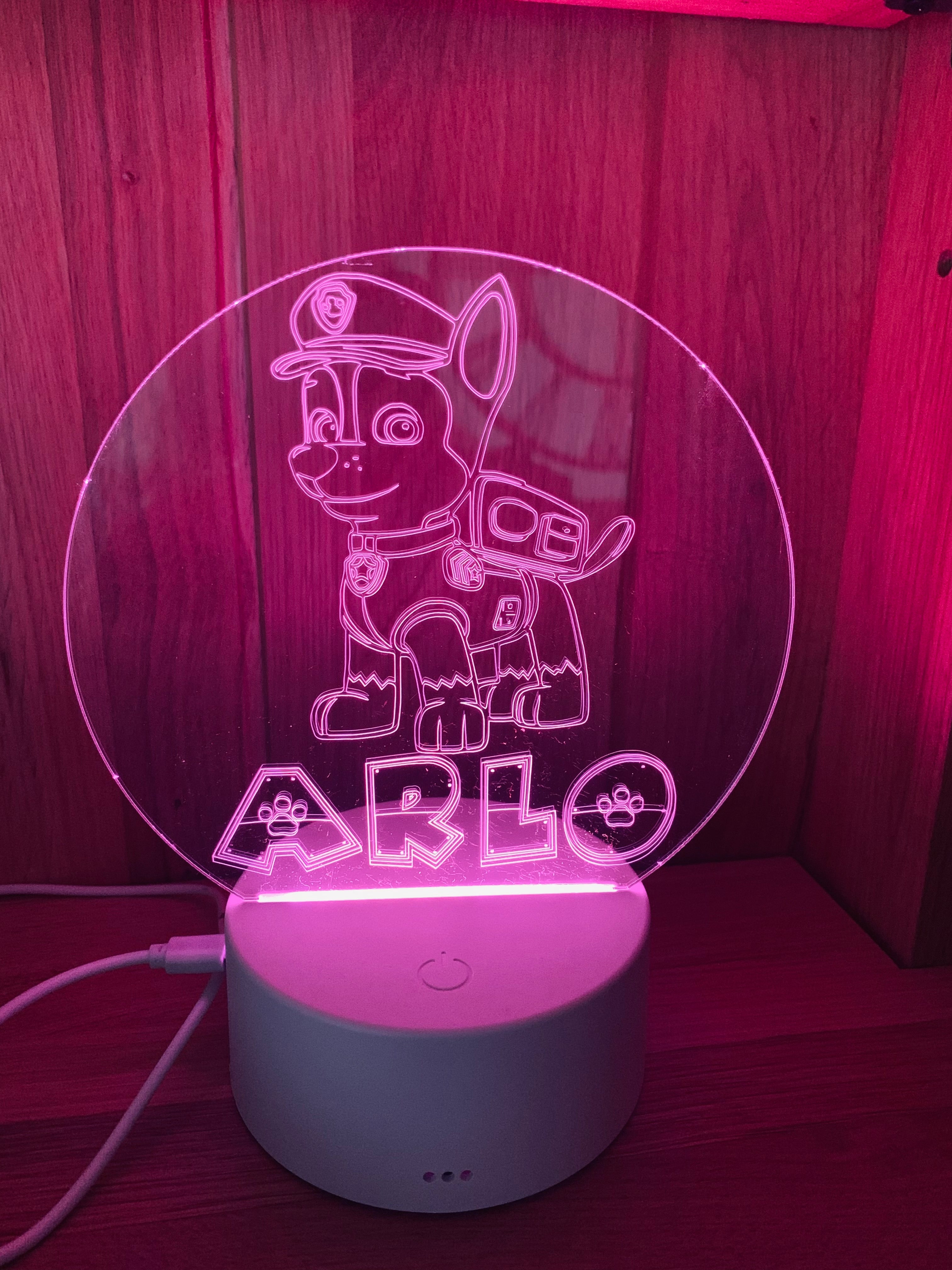 Character/Dog Themed LED Night Light - Comes Fully Personalised. Unique Gift Idea