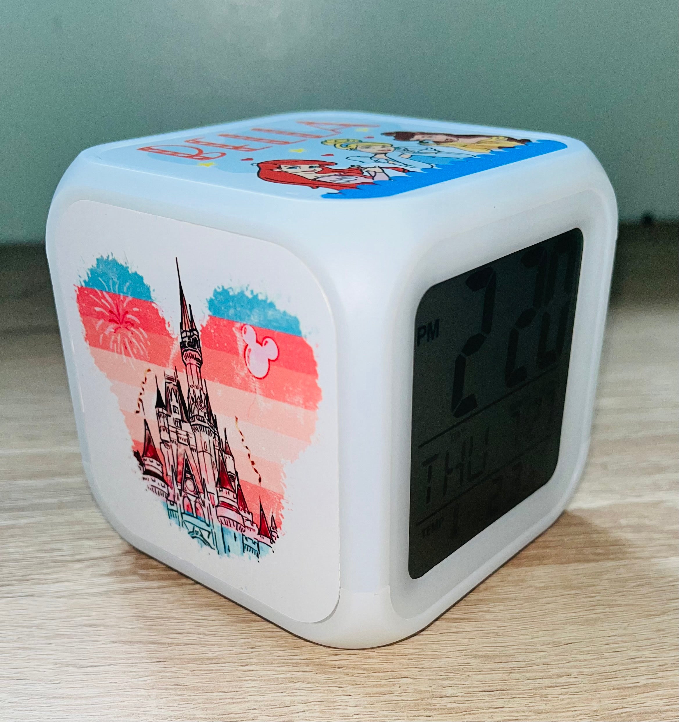Princess Design Personalised LED Cube Digital Alarm Clock - Colour Changing/Great Gift Idea