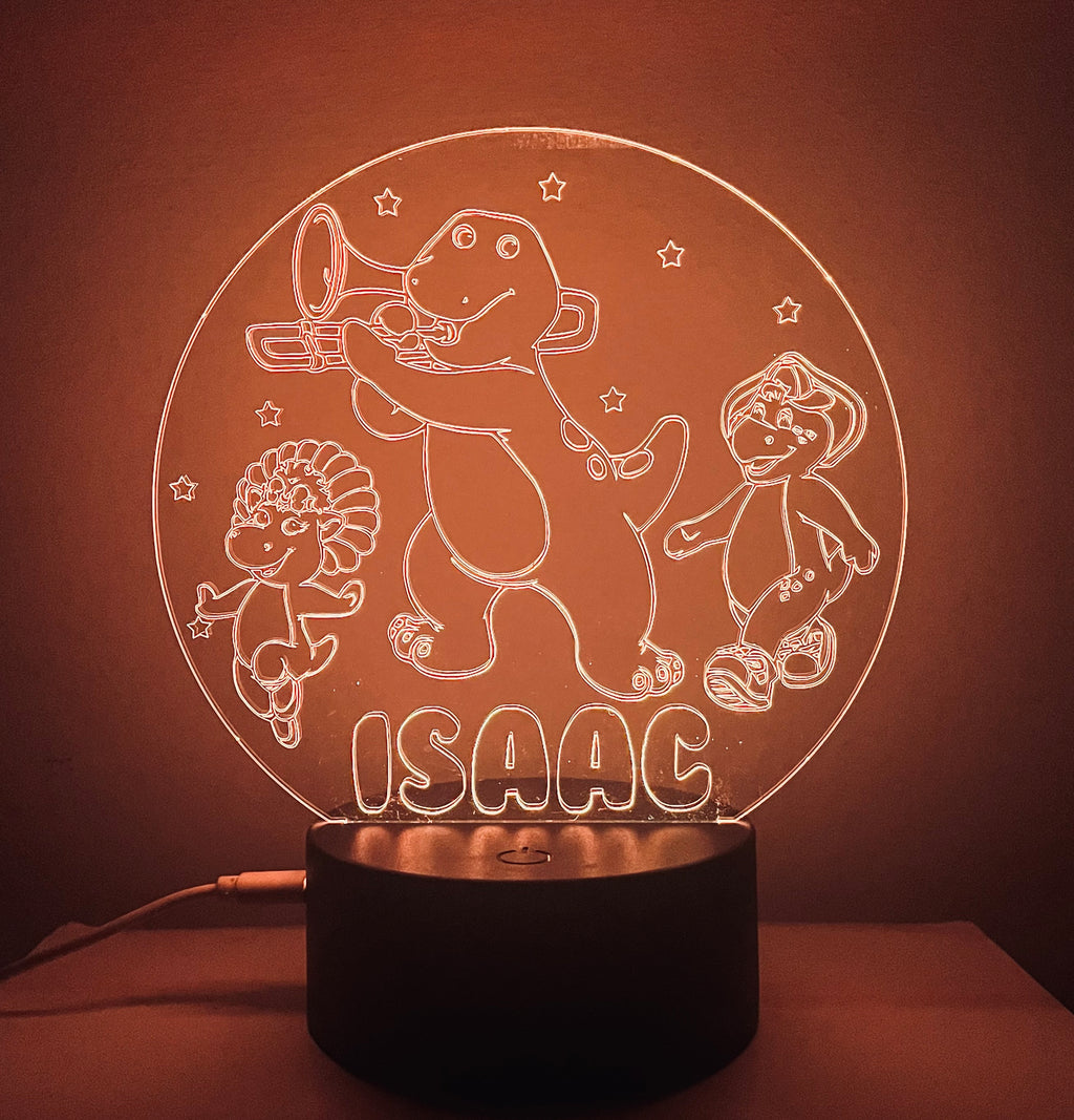 Character/Barney Themed LED Night Light - Comes Fully Personalised. Unique Gift Idea
