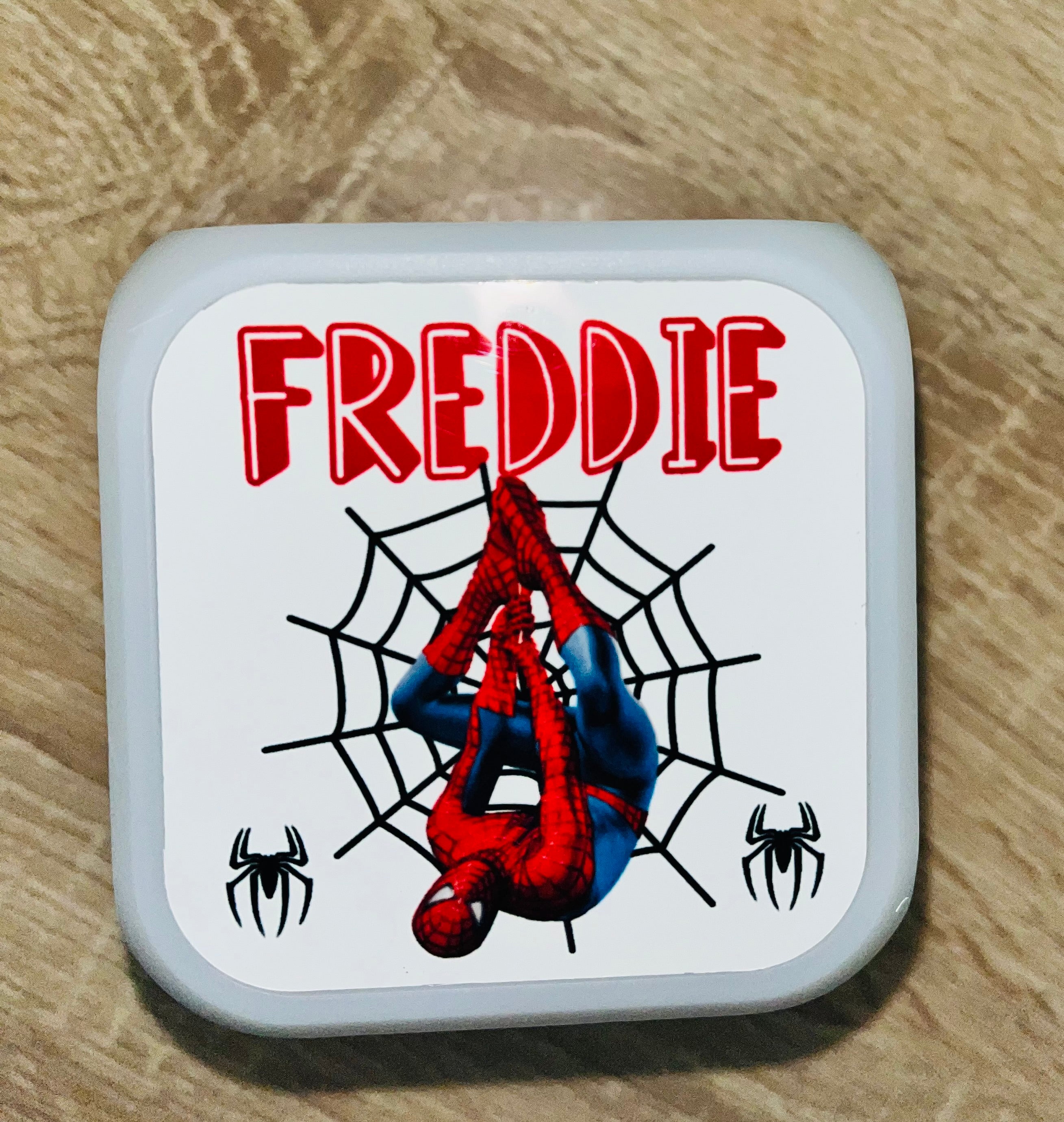 Spiderman Design Personalised LED Cube Digital Alarm Clock - Colour Changing/Great Gift Idea