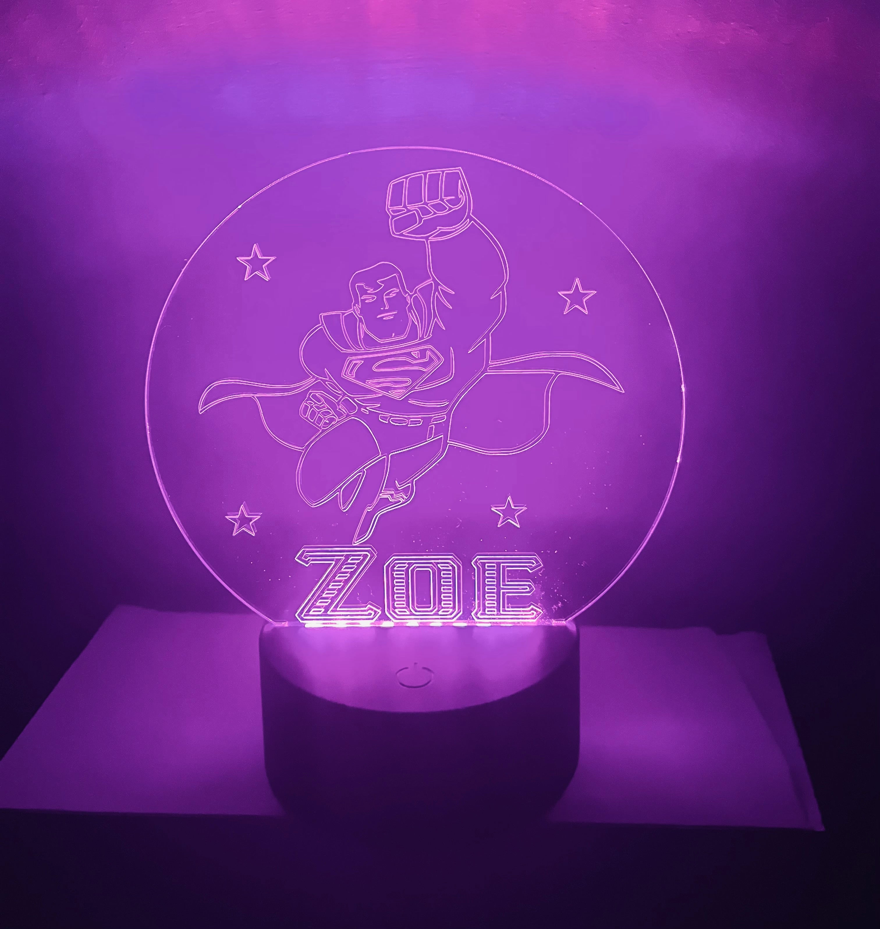 Superman Themed LED Night Light - Comes Fully Personalised. Unique Gift Idea