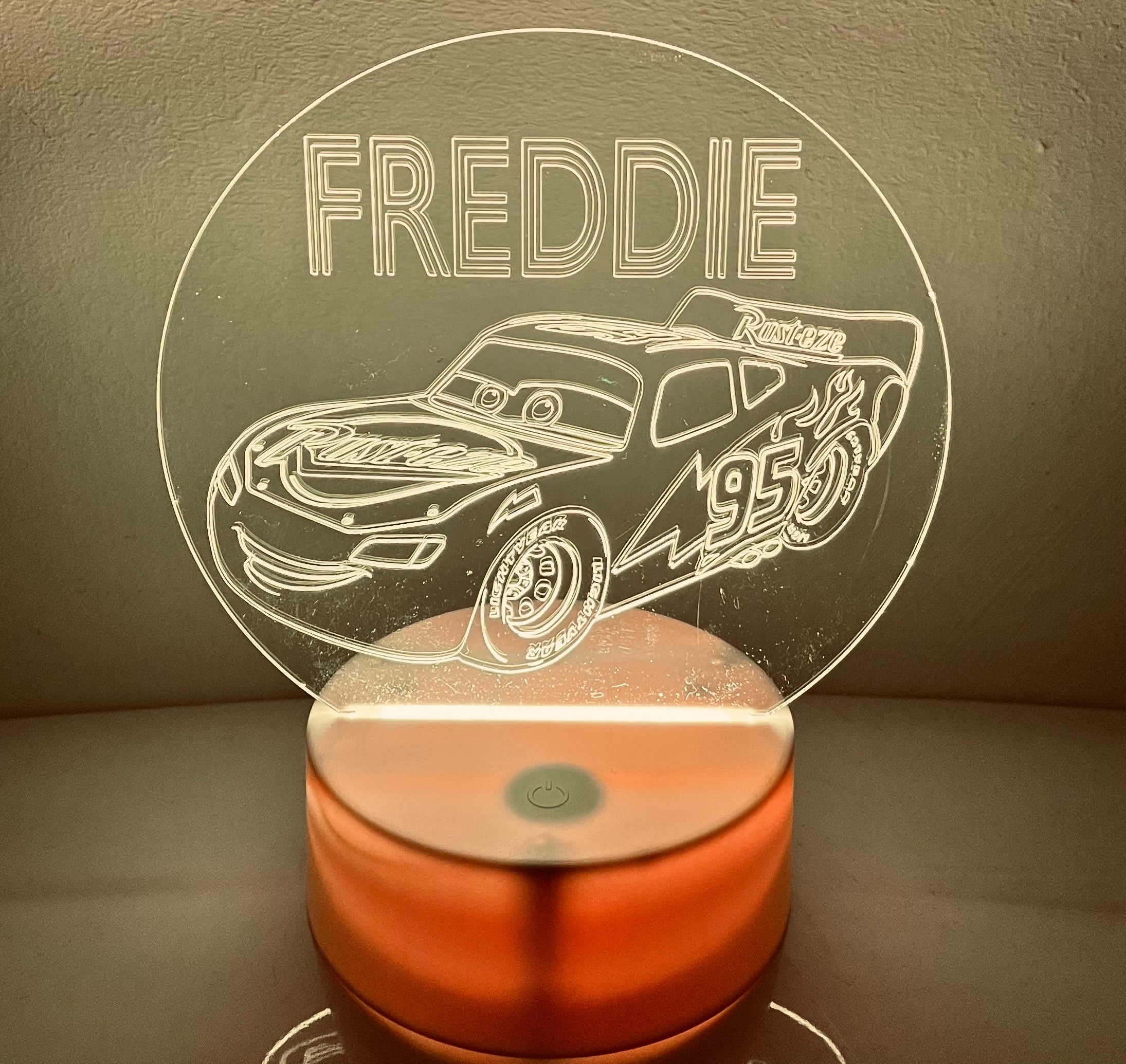 Cars Themed LED Night Light - Comes Fully Personalised. Unique Gift Idea