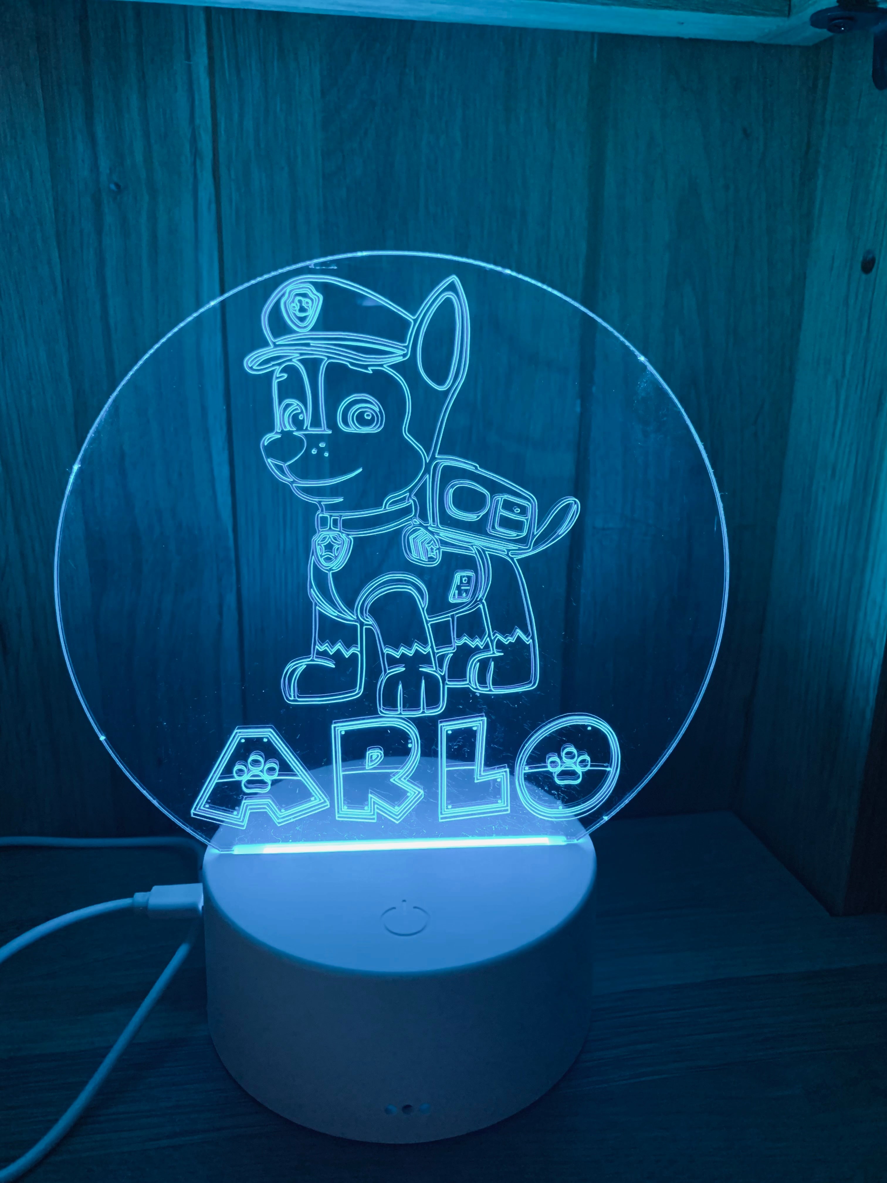 Character/Dog Themed LED Night Light - Comes Fully Personalised. Unique Gift Idea