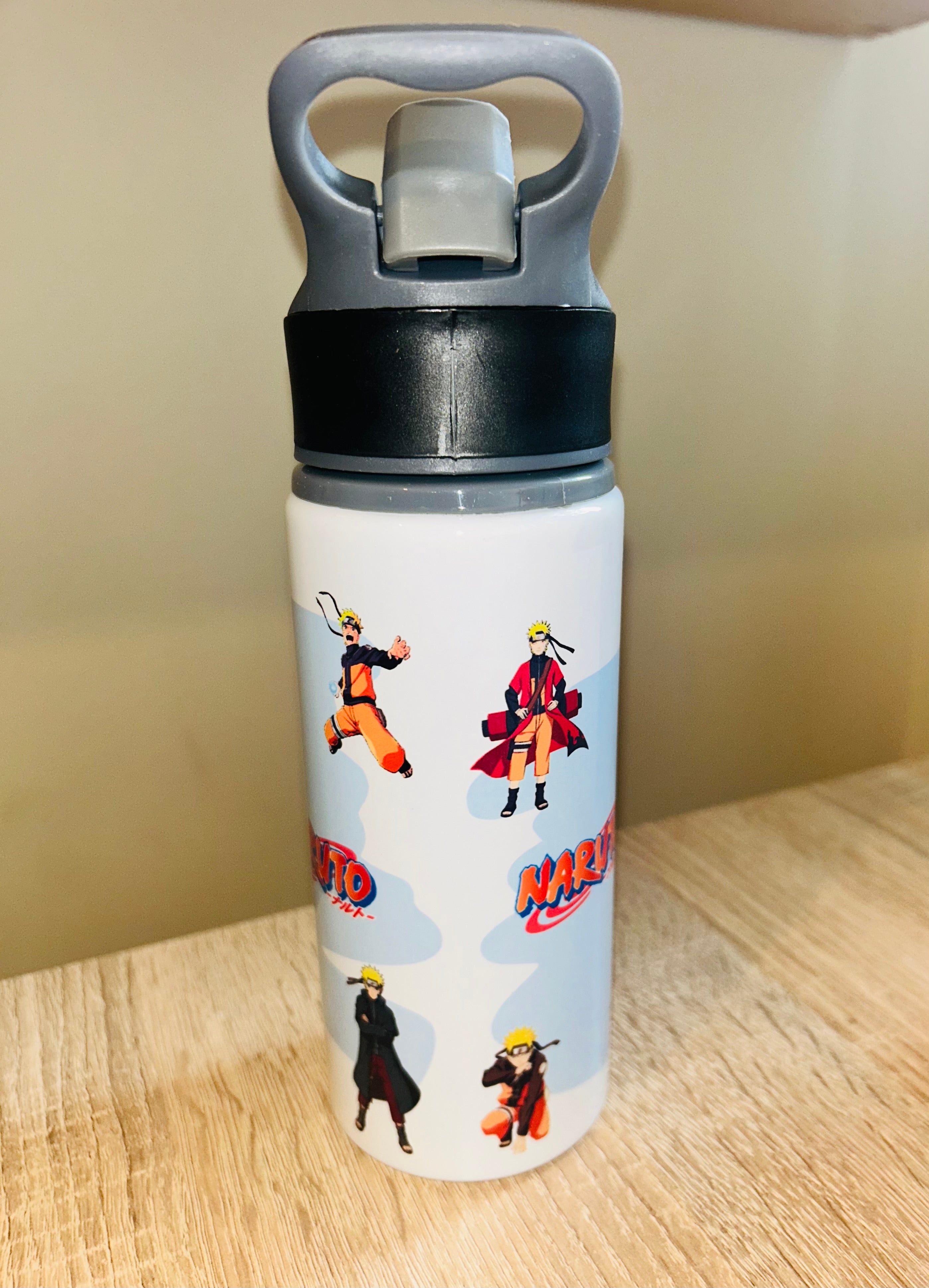 Character/Naruto Themed Personalised 600ml Aluminium Water Bottles - made with your favourite characters! School Water Bottle, Summer Ready.