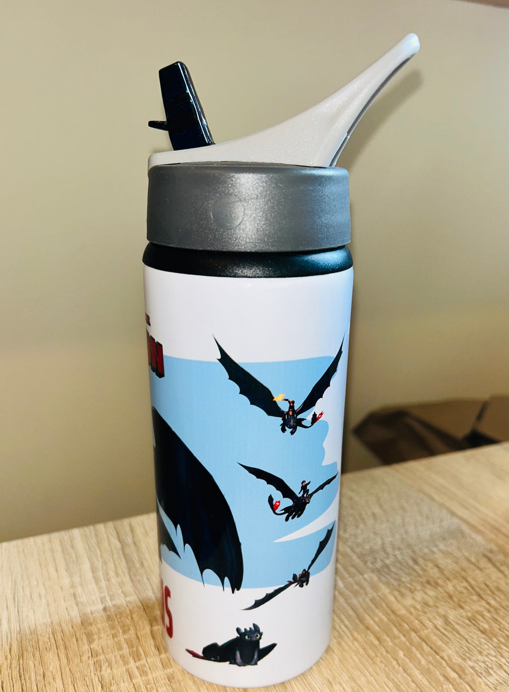 Character/Train your Dragon Themed Personalised 600ml Aluminium Water Bottles - made with your favourite characters! School Water Bottle, Summer Ready.