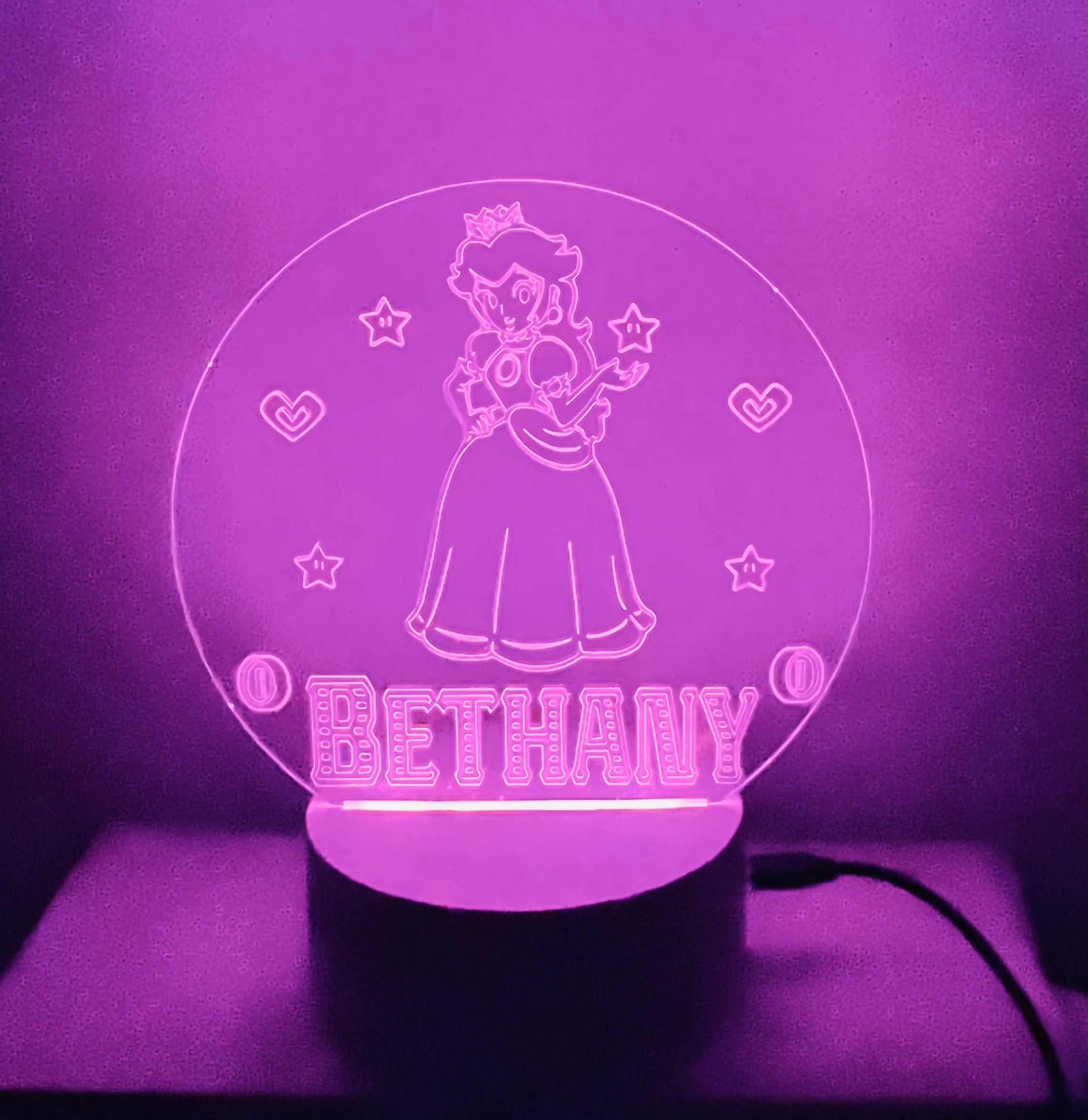 Character/Princess Peach Themed LED Night Light - Comes Fully Personalised. Unique Gift Idea